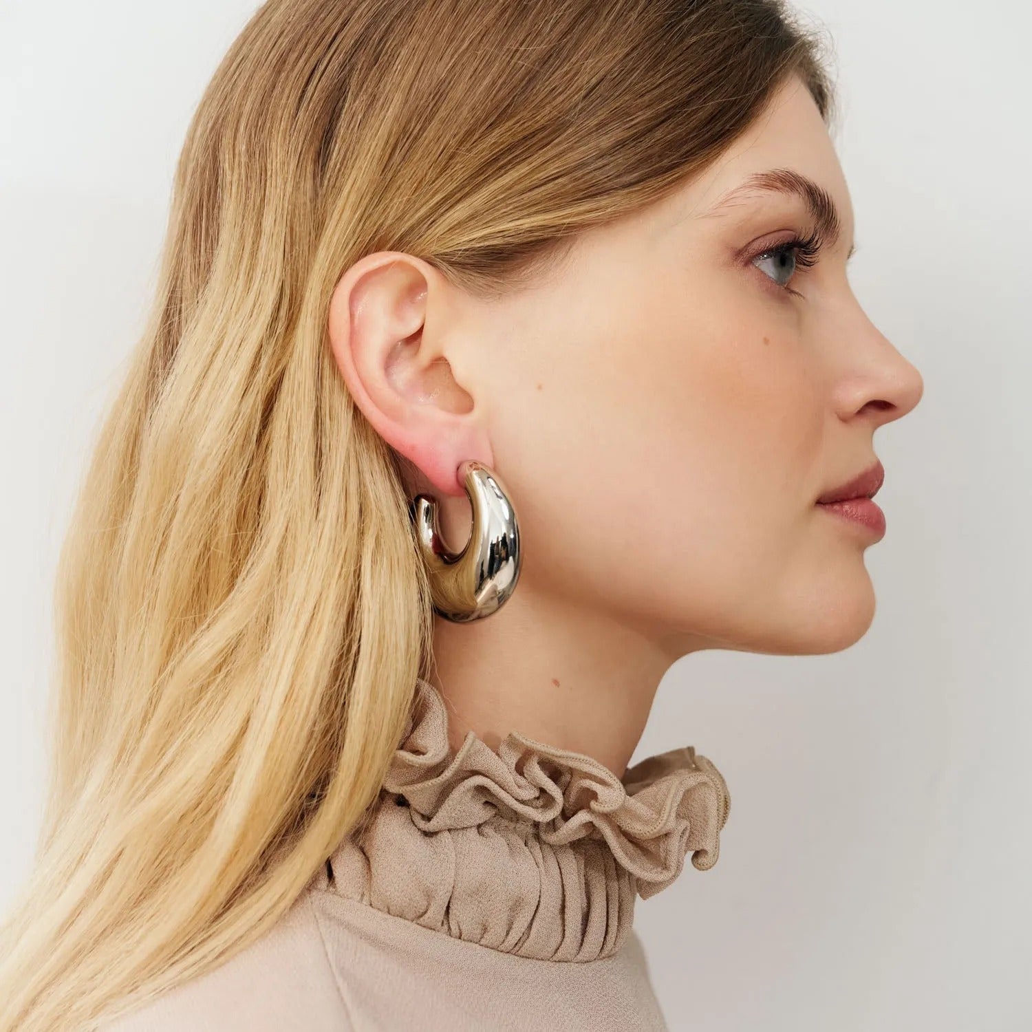 Vanessa Baroni Creolen Super Moon, silver, versilbert