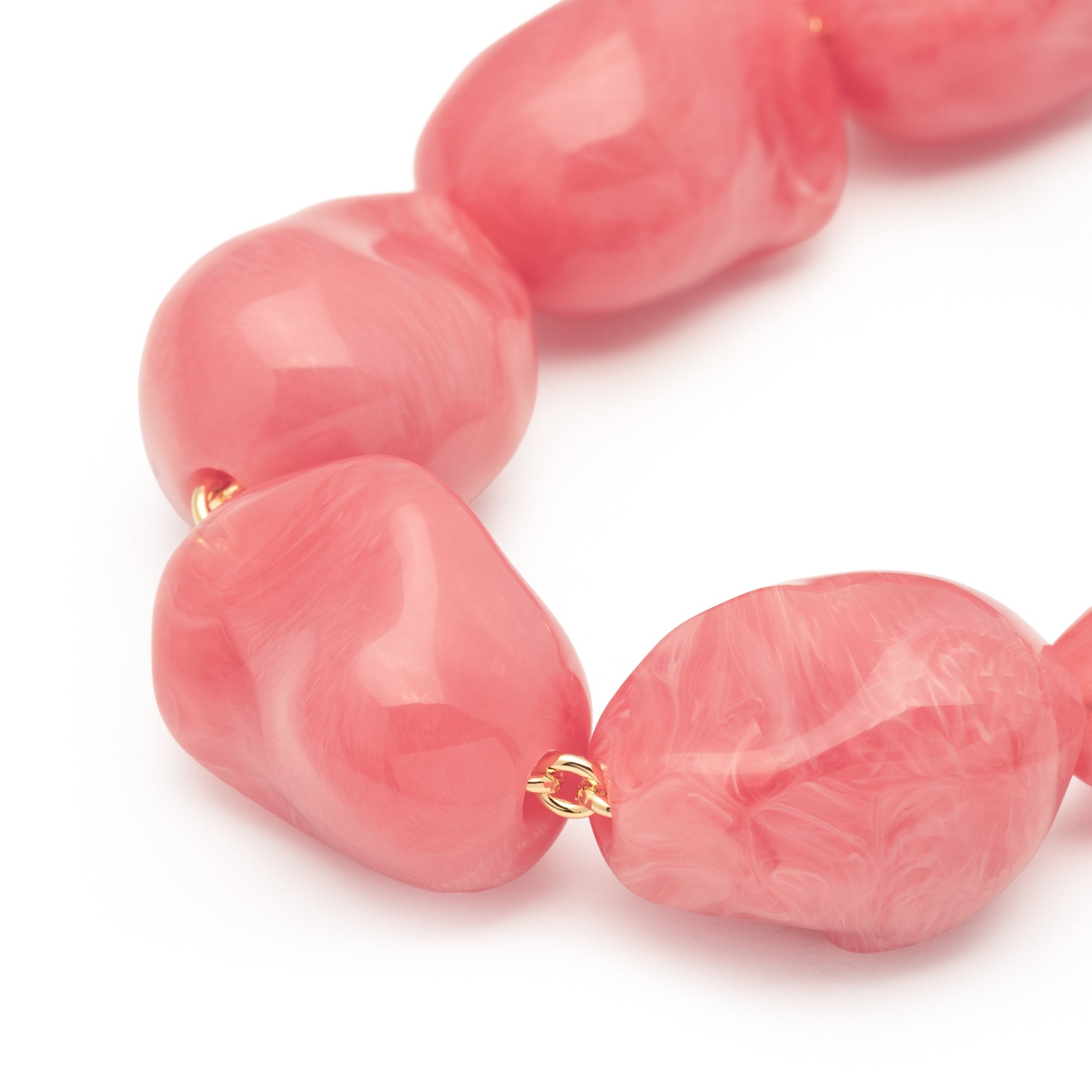 Vanessa Baroni Kette Big Organic Pearl with gold, watermelon marble, vergoldet