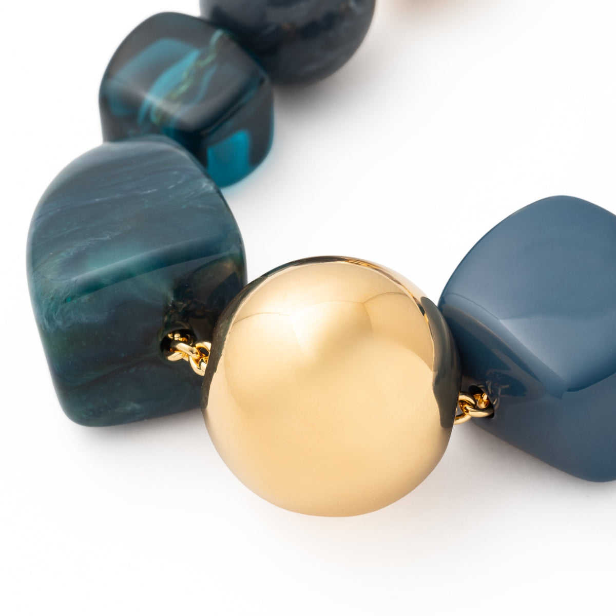 Vanessa Baroni Kette Cortina, teal marble, vergoldet