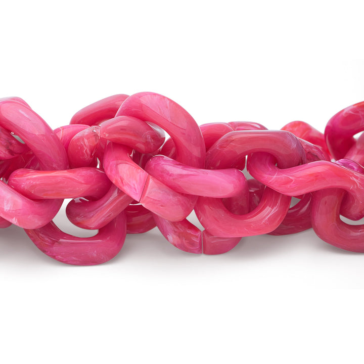 Vanessa Baroni Kette Flat Chain, raspberry marble, vergoldet