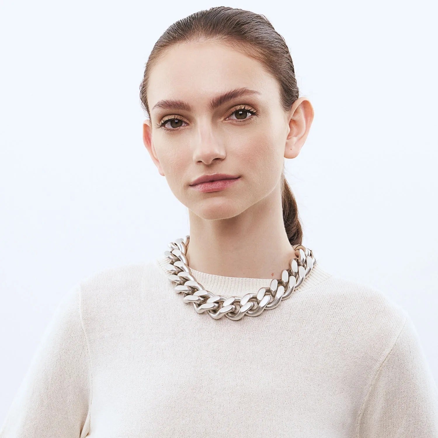 Vanessa Baroni Kette Flat Chain, silver vintage, versilbert