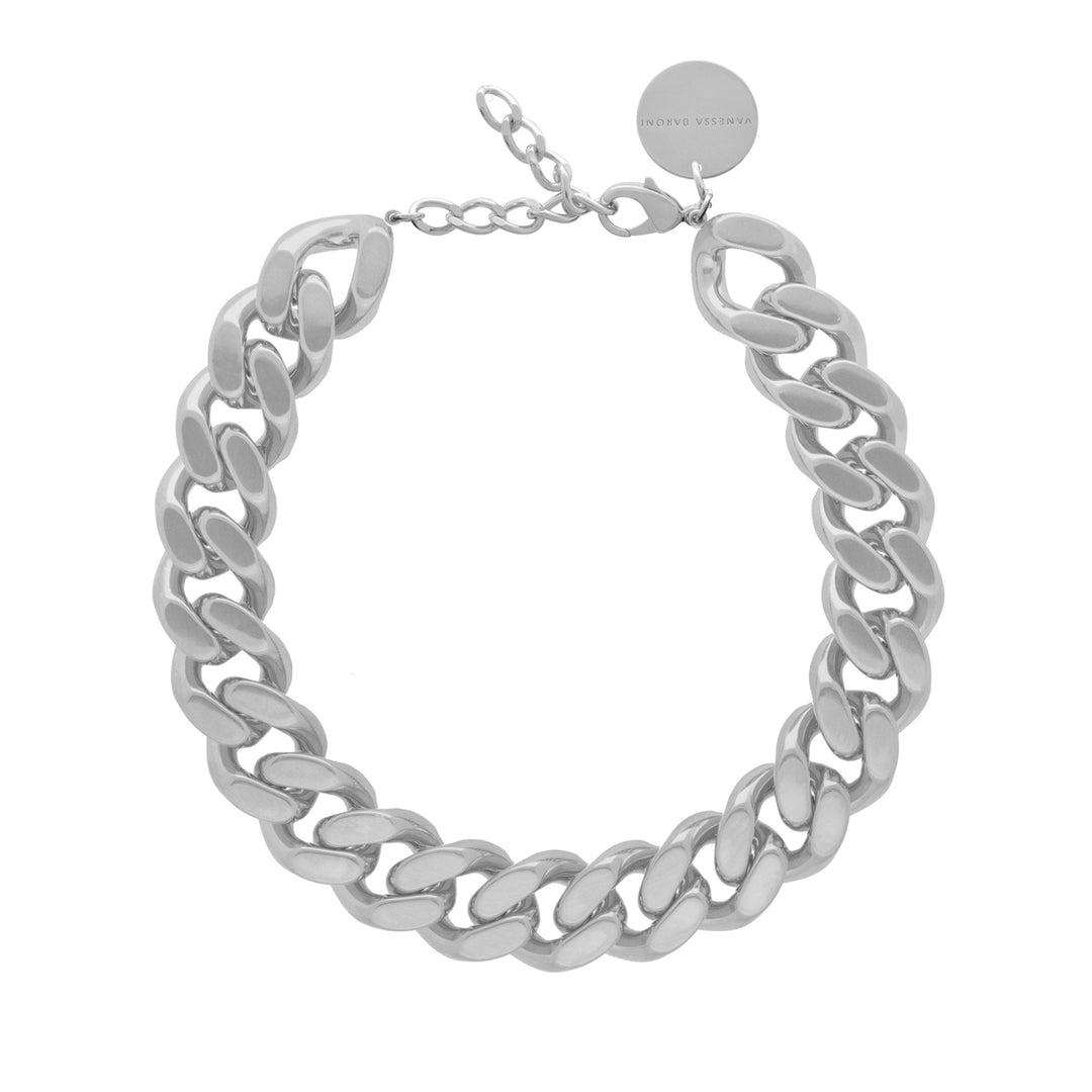 Vanessa Baroni Kette Flat Chain, silver vintage, versilbert