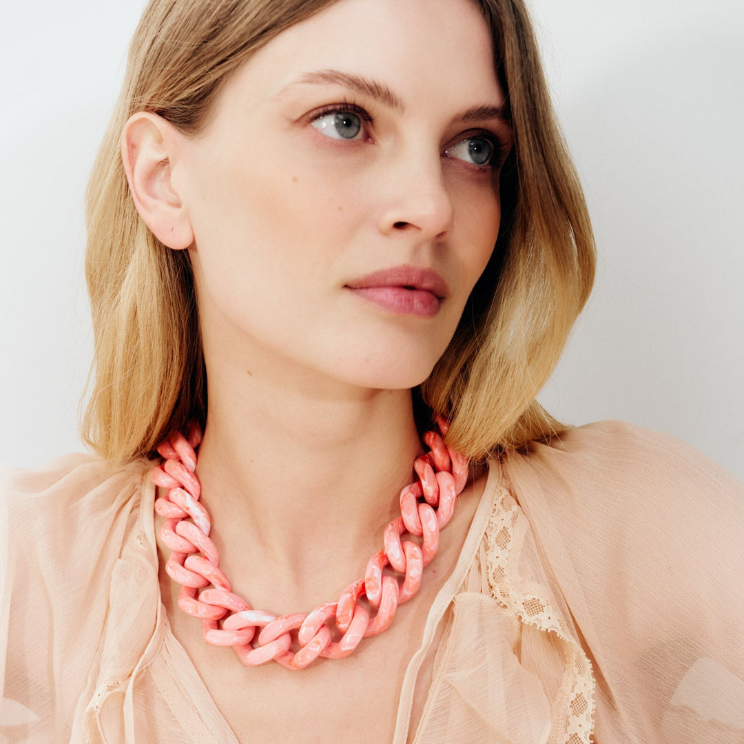 Vanessa Baroni Kette Flat Chain, strawberry icecream, vergoldet