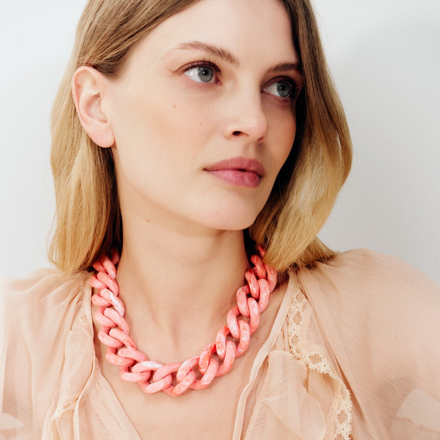 Vanessa Baroni Kette Flat Chain, strawberry icecream, vergoldet