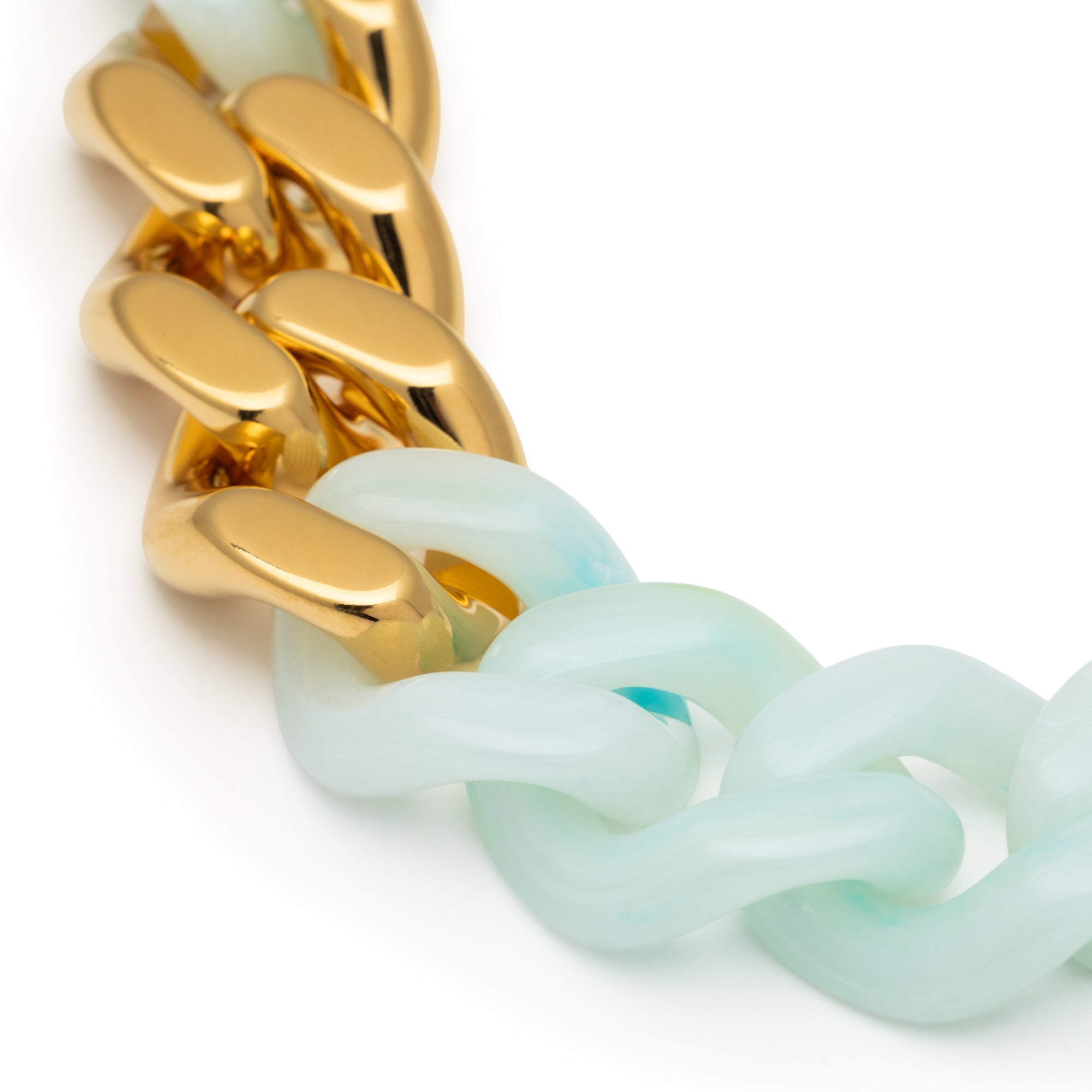 Vanessa Baroni Kette Flat Chain with gold, cloud marble, vergoldet