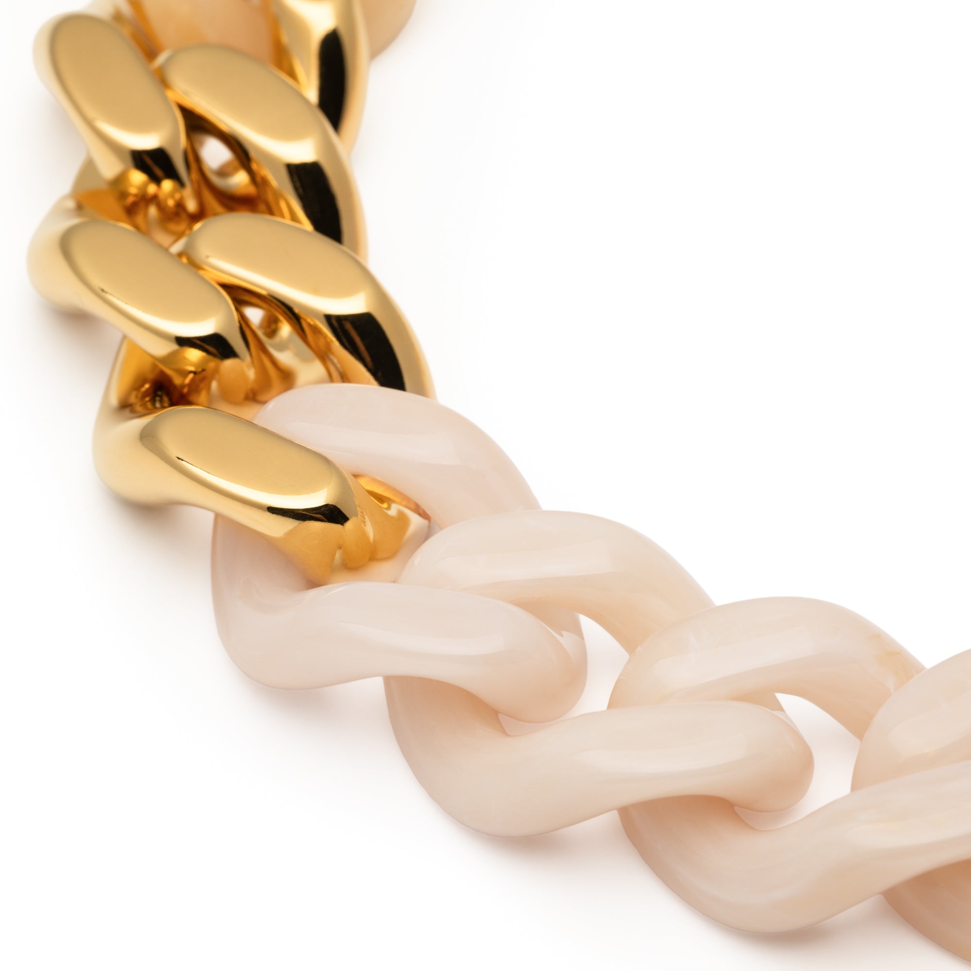 Vanessa Baroni Kette Flat Chain with gold, latte marble, vergoldet