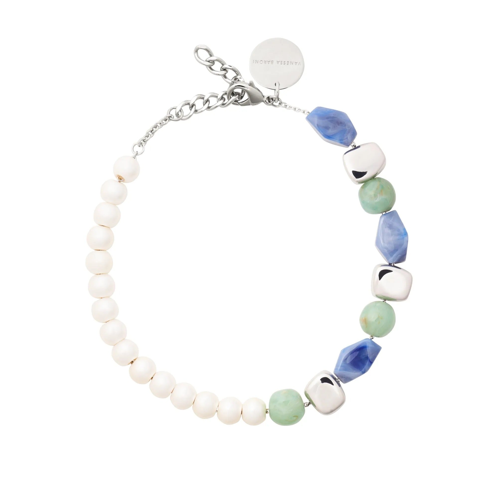 Vanessa Baroni Kette Formentera blue, versilbert