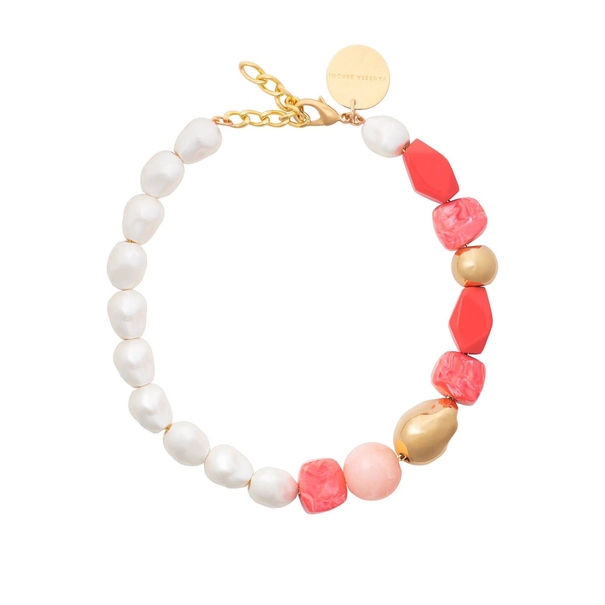 Vanessa Baroni Kette Ibiza peach, vergoldet