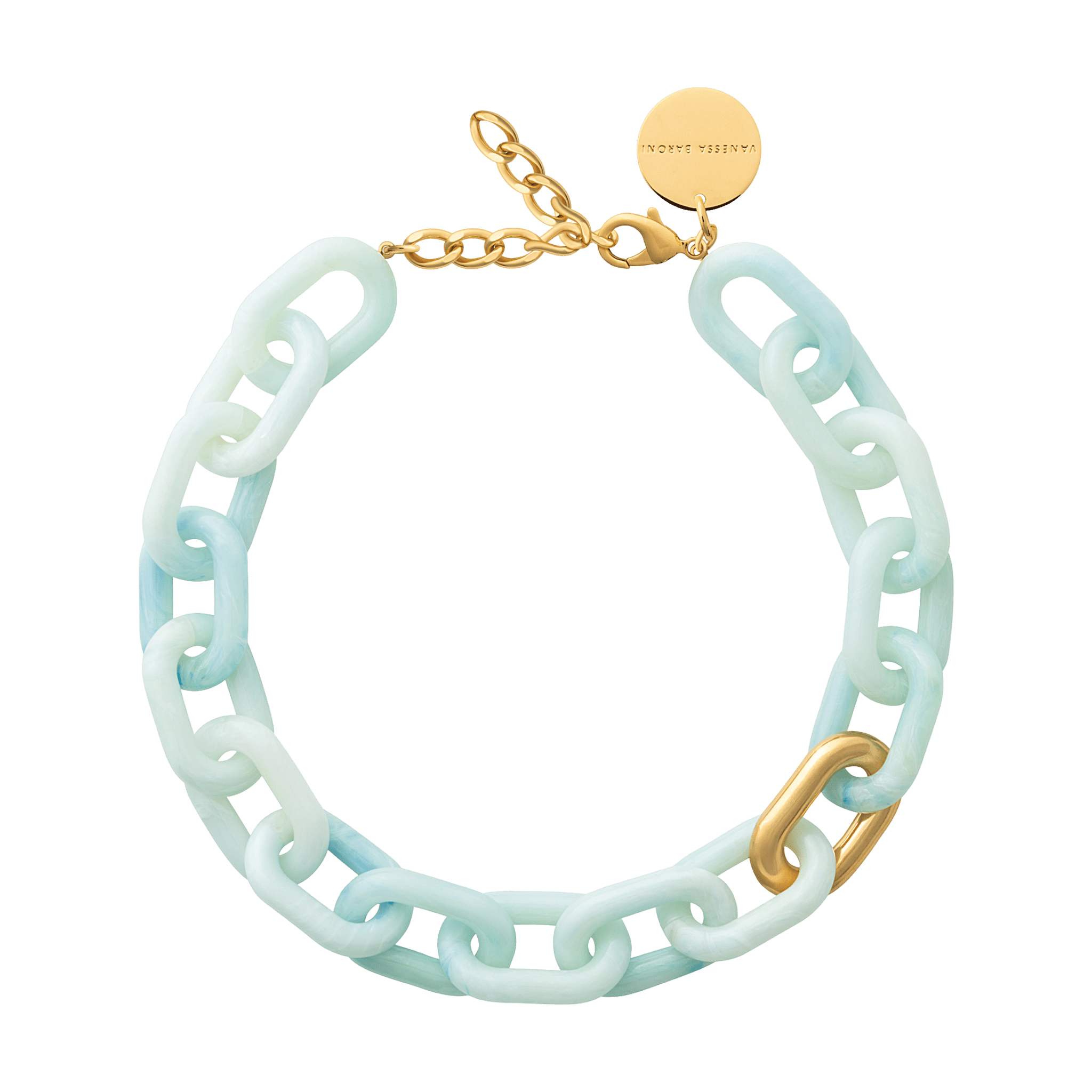 Vanessa Baroni Kette New Oval with gold, cloud marble, vergoldet