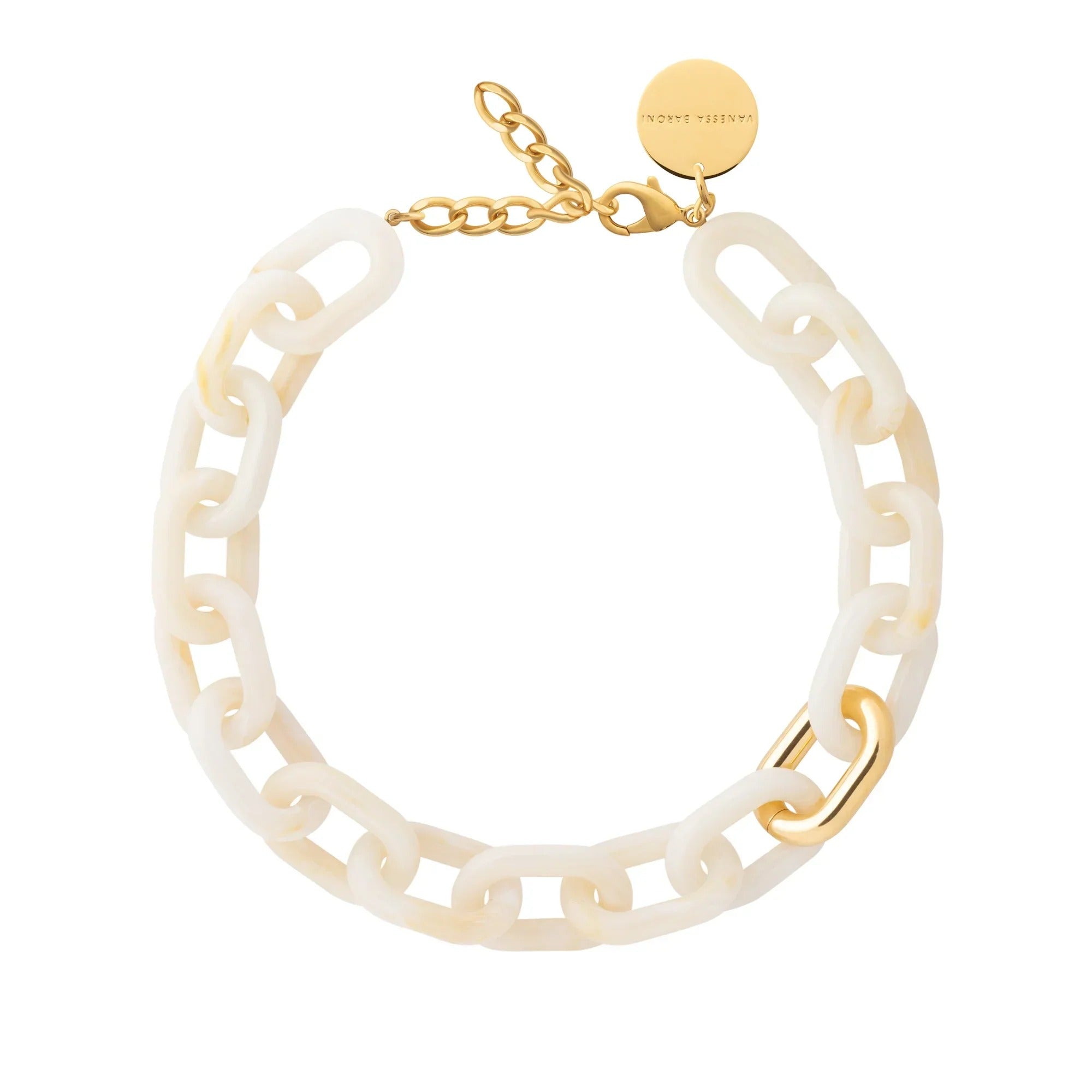 Vanessa Baroni Kette New Oval with gold, pearl marble, vergoldet