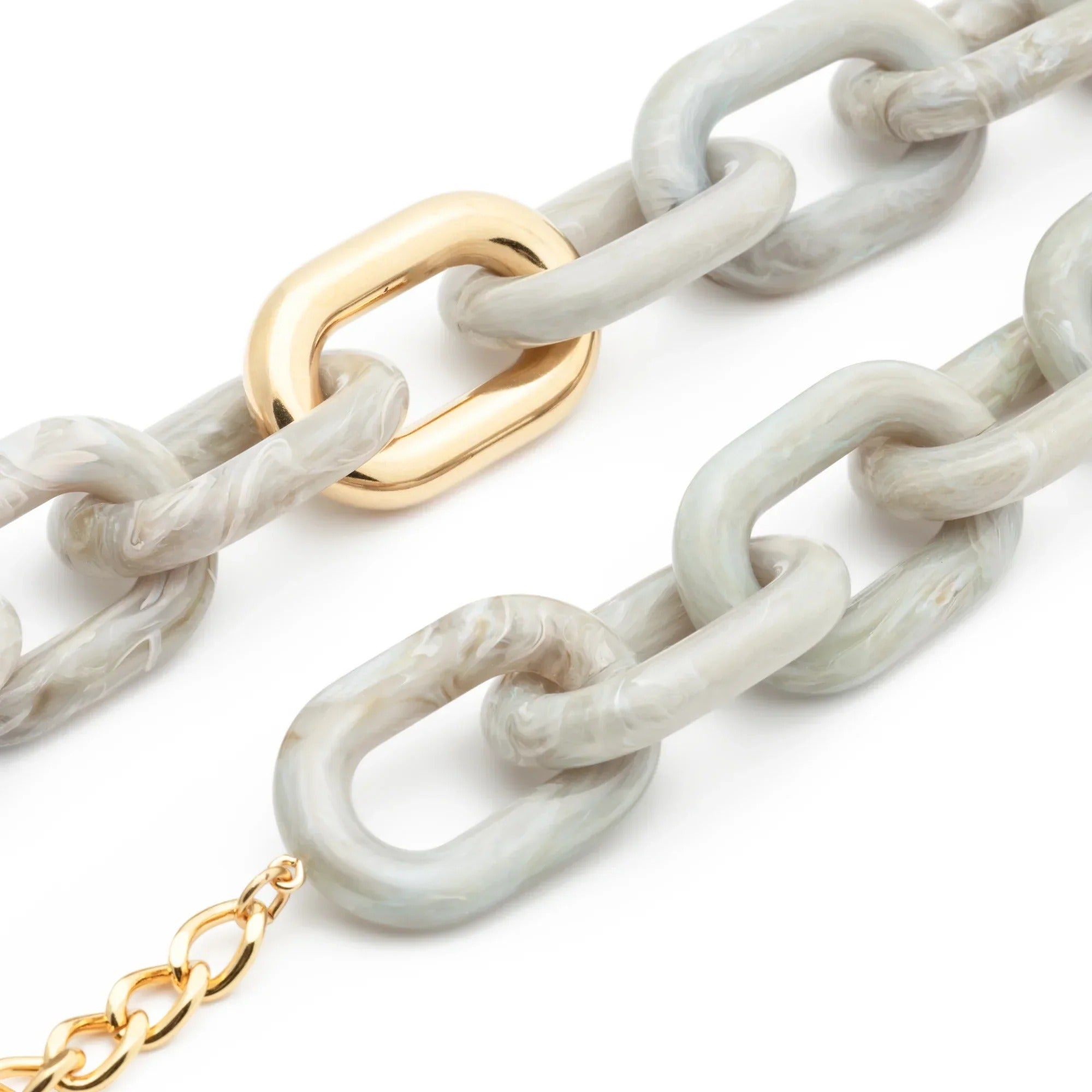 Vanessa Baroni Kette New Oval with gold, snow green marble, vergoldet