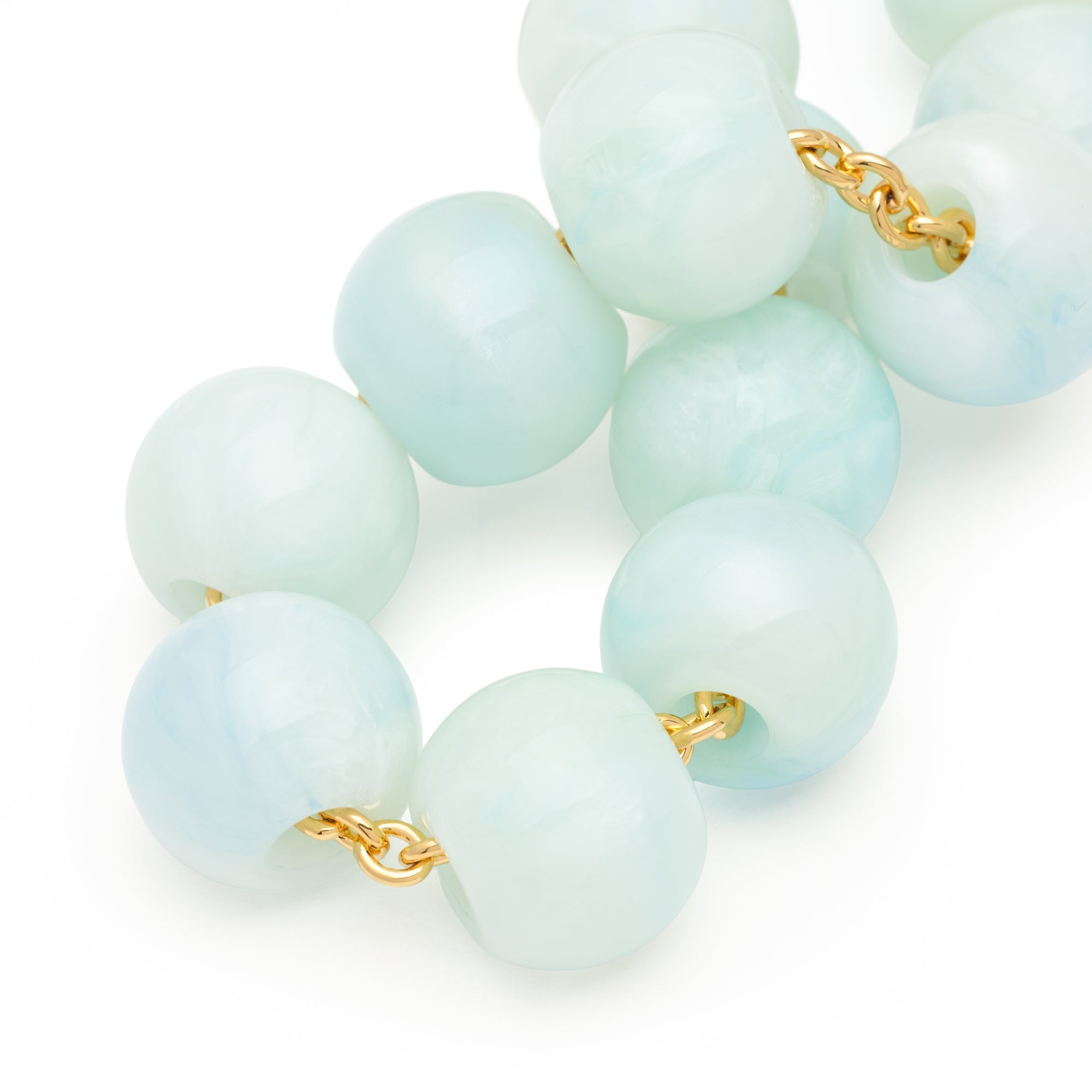 Vanessa Baroni Kette Small Beads, cloud marble, vergoldet