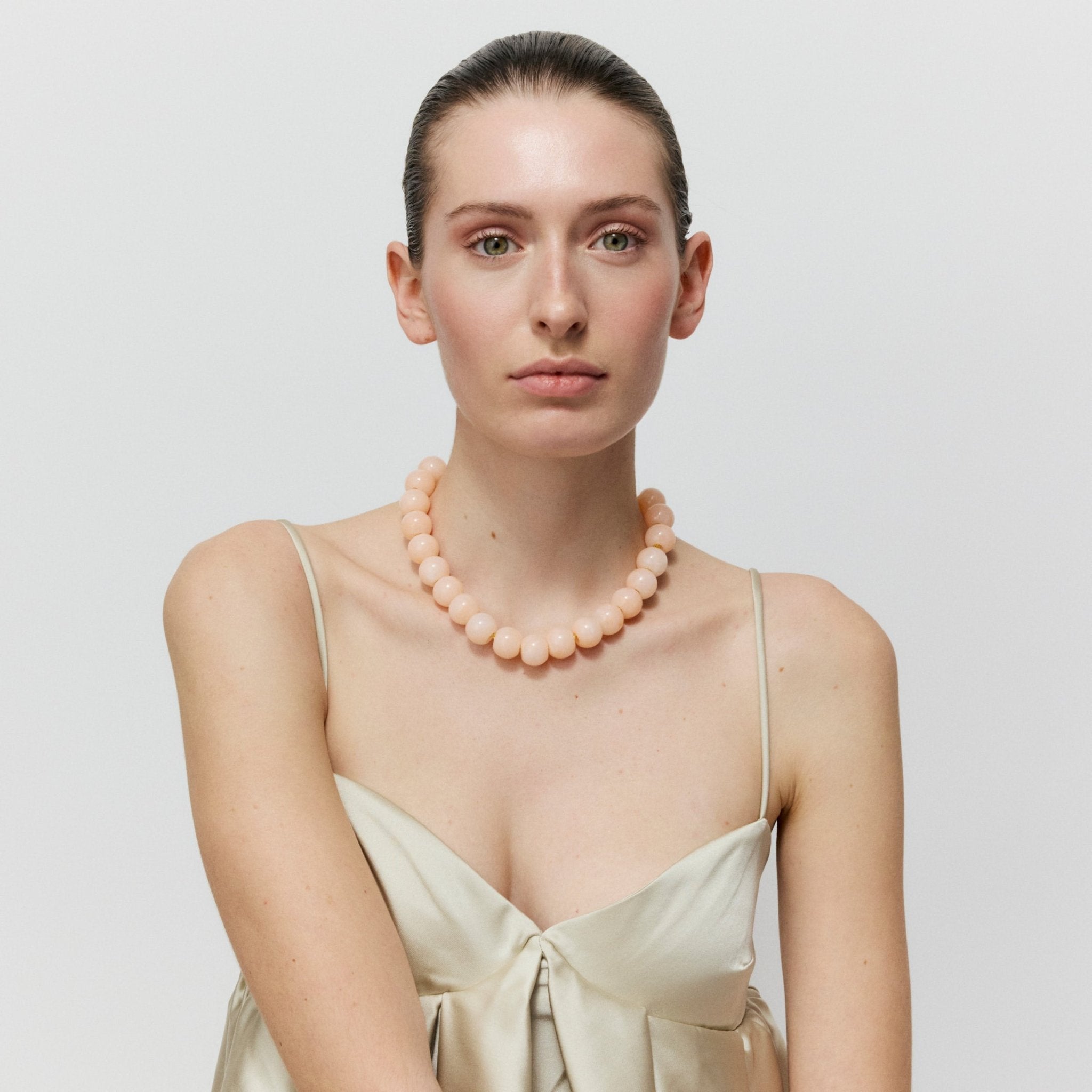 Vanessa Baroni Kette Small Beads, peach sorbet, vergoldet