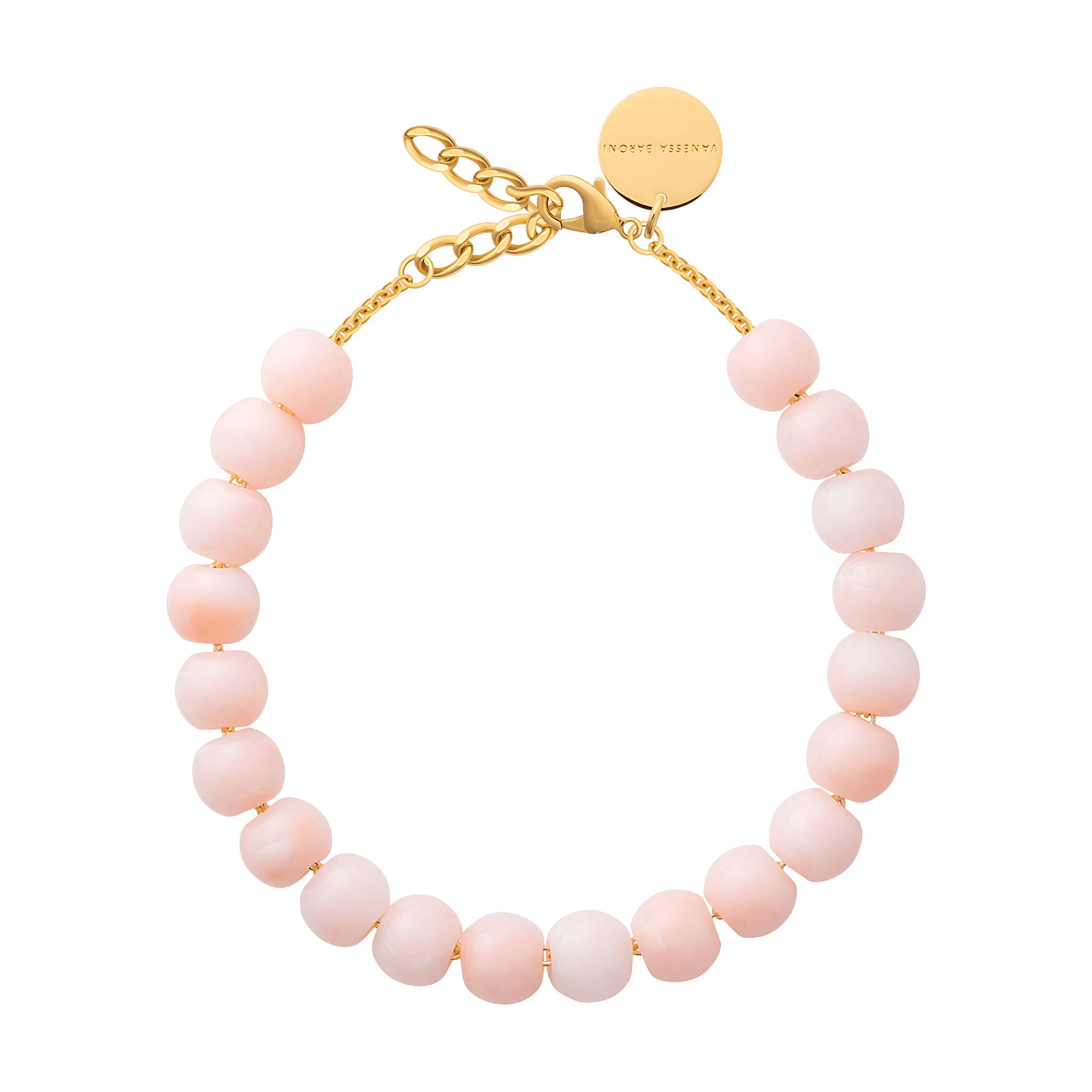 Vanessa Baroni Kette Small Beads, peach sorbet, vergoldet
