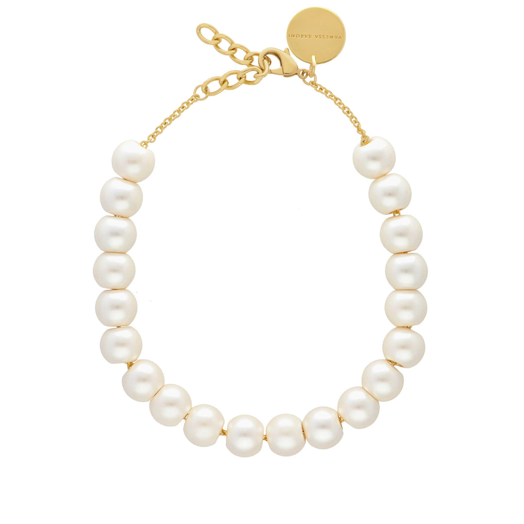 Vanessa Baroni Kette Small Beads Short, pearl, vergoldet