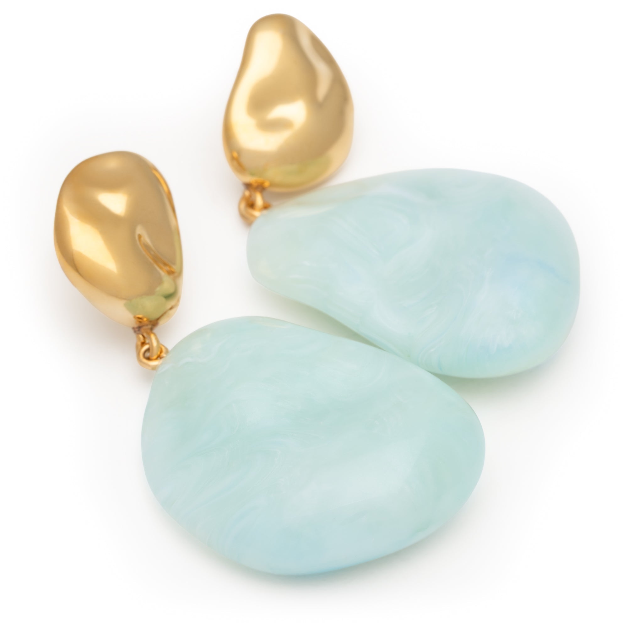 Vanessa Baroni Ohrringe Double Nugget, gold - cloud marble, vergoldet