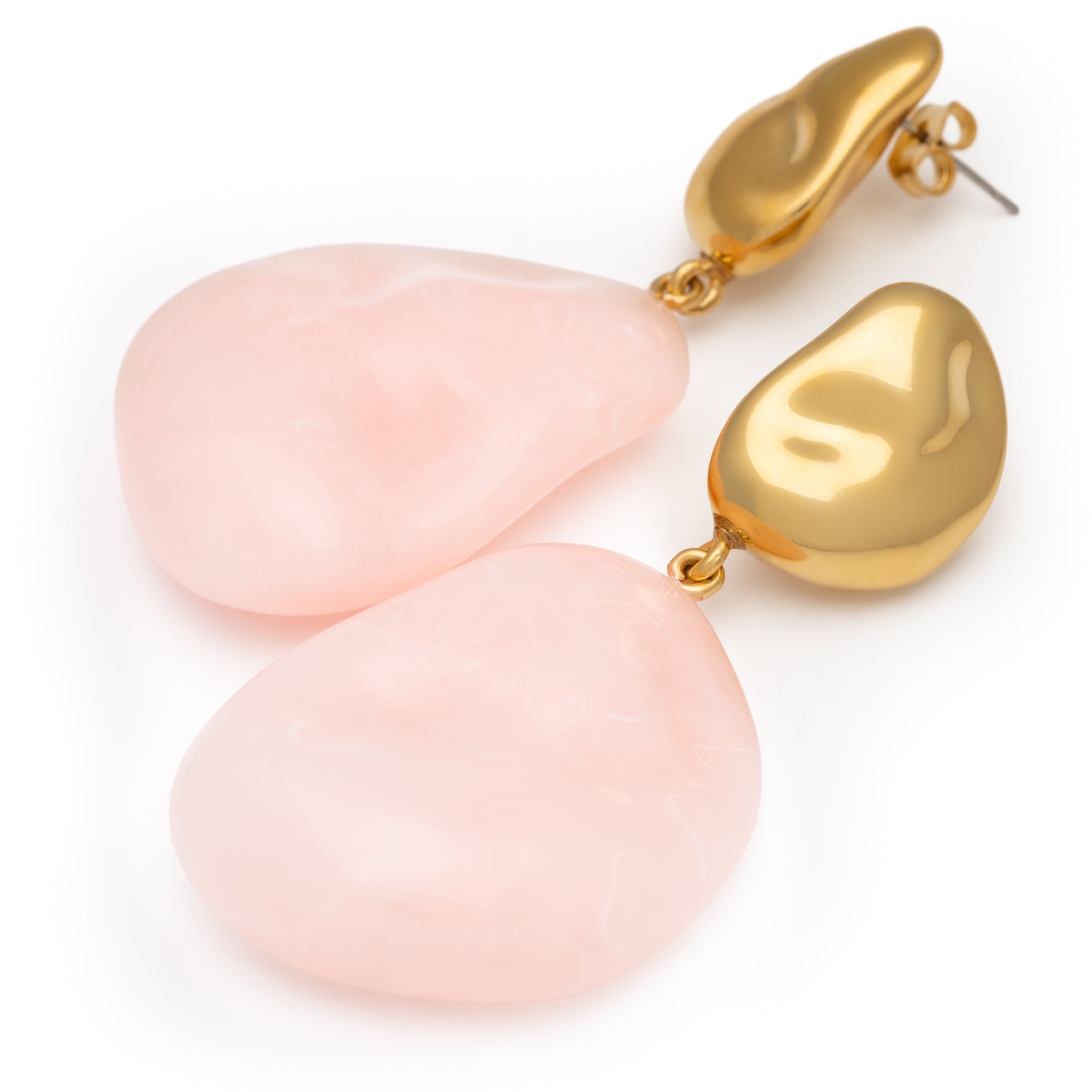 Vanessa Baroni Ohrringe Double Nugget, gold - peach sorbet, vergoldet