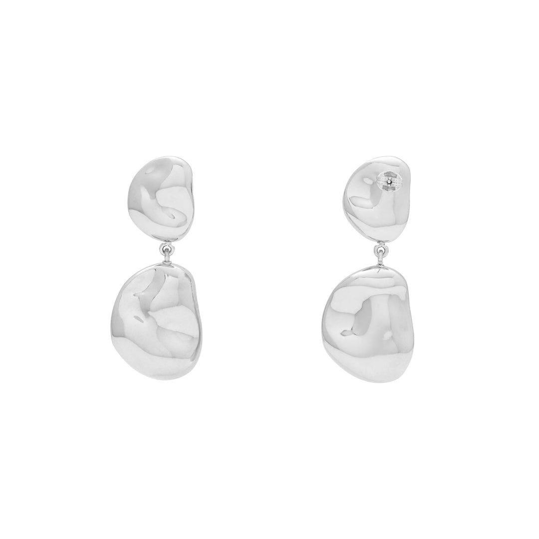 Vanessa Baroni Ohrringe Double Nugget, silver, versilbert