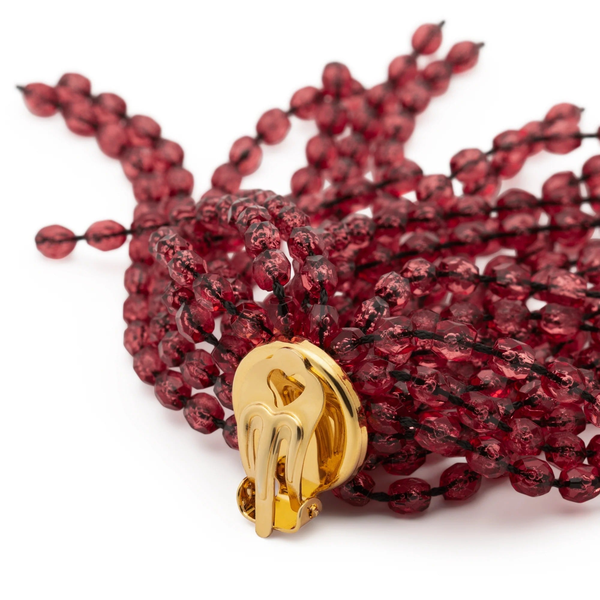 Vanessa Baroni Ohrringe Fringe, bordeaux, vergoldet