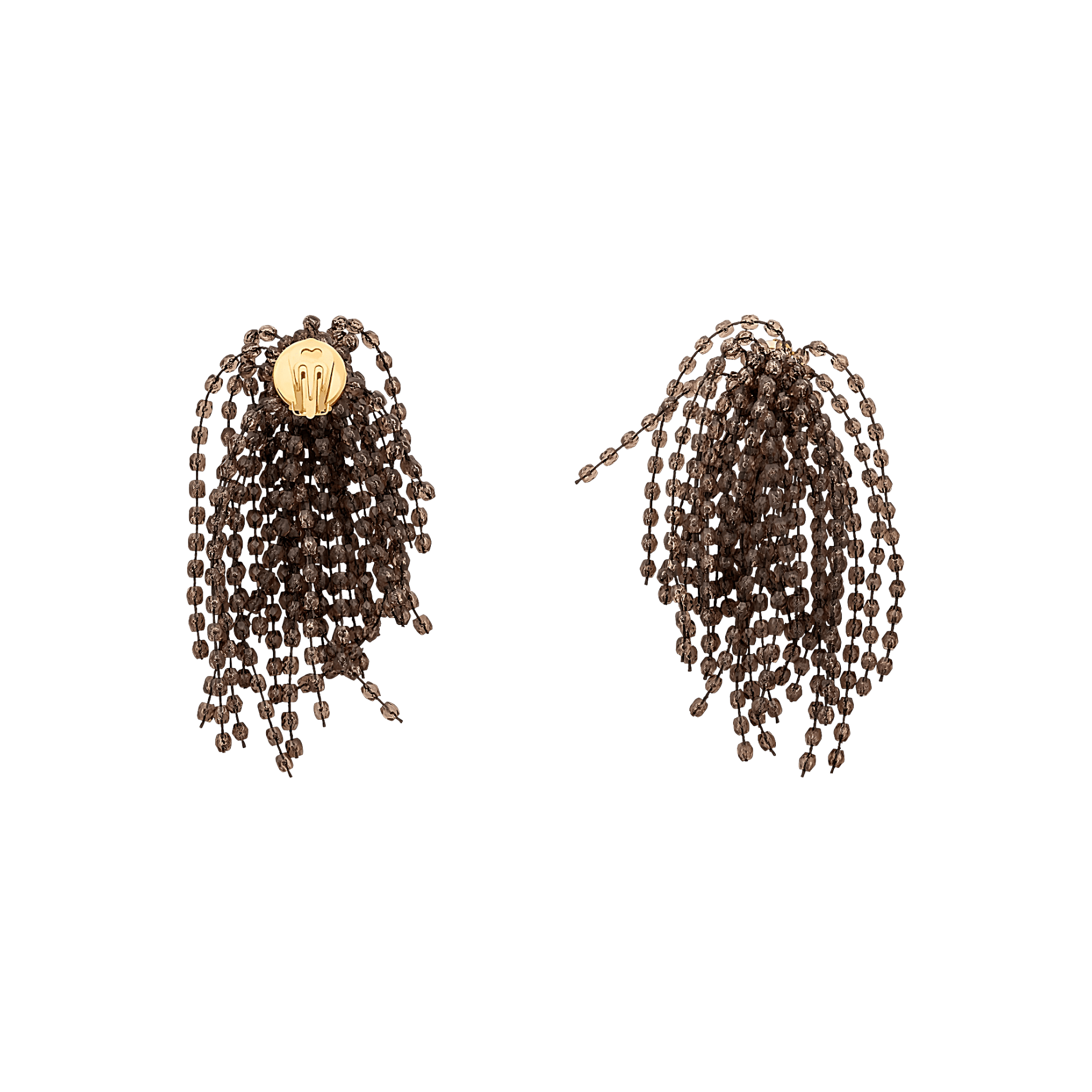 Vanessa Baroni Ohrringe Fringe, brown, vergoldet