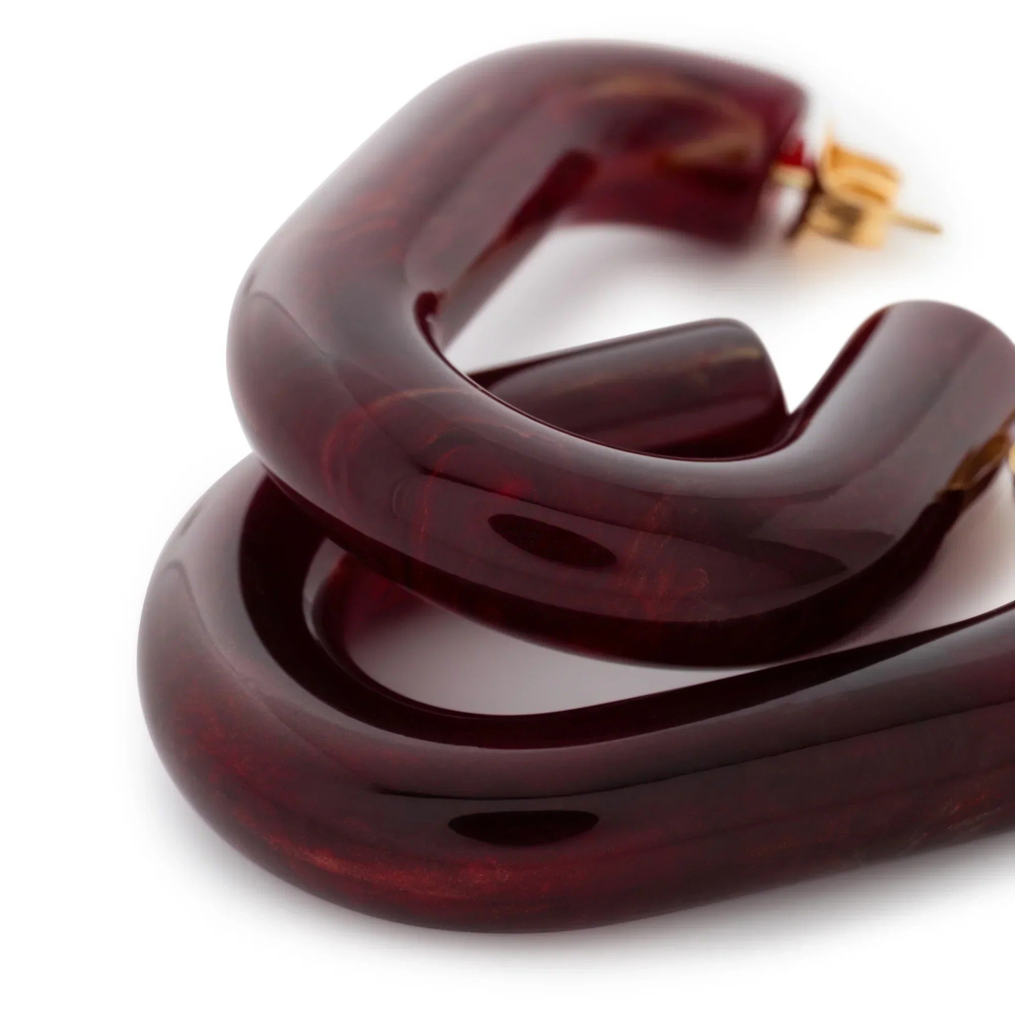 Vanessa Baroni Ohrringe New Oval, bordeaux marble, vergoldet