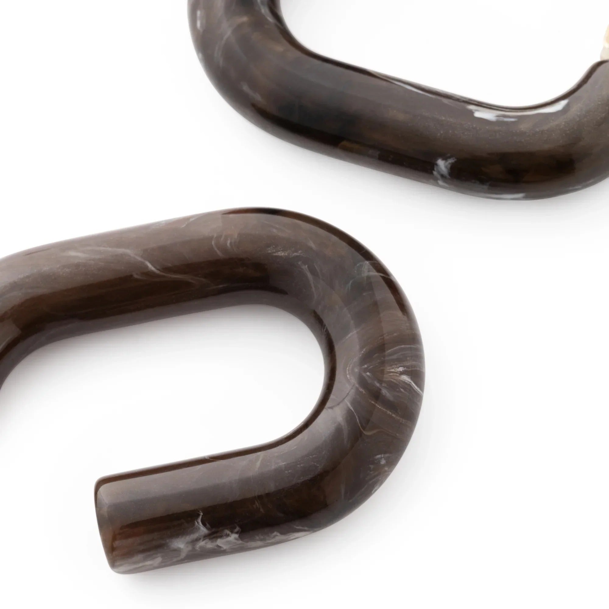 Vanessa Baroni Ohrringe New Oval, dark brown marble, vergoldet