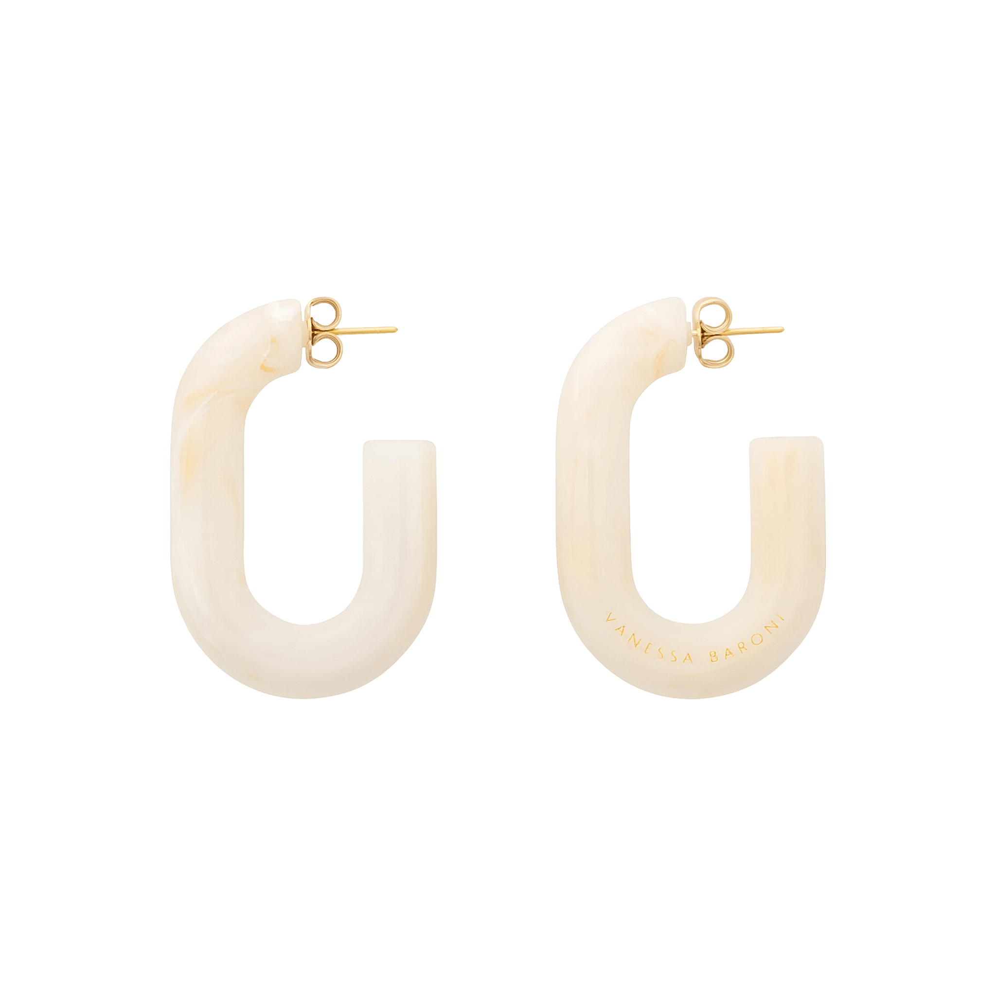 Vanessa Baroni Ohrringe New Oval, pearl marble, vergoldet