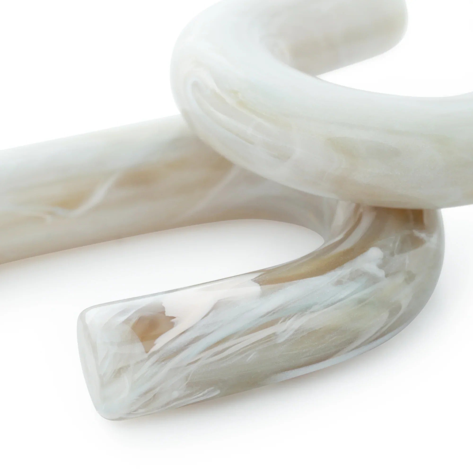 Vanessa Baroni Ohrringe New Oval, snow green marble, vergoldet