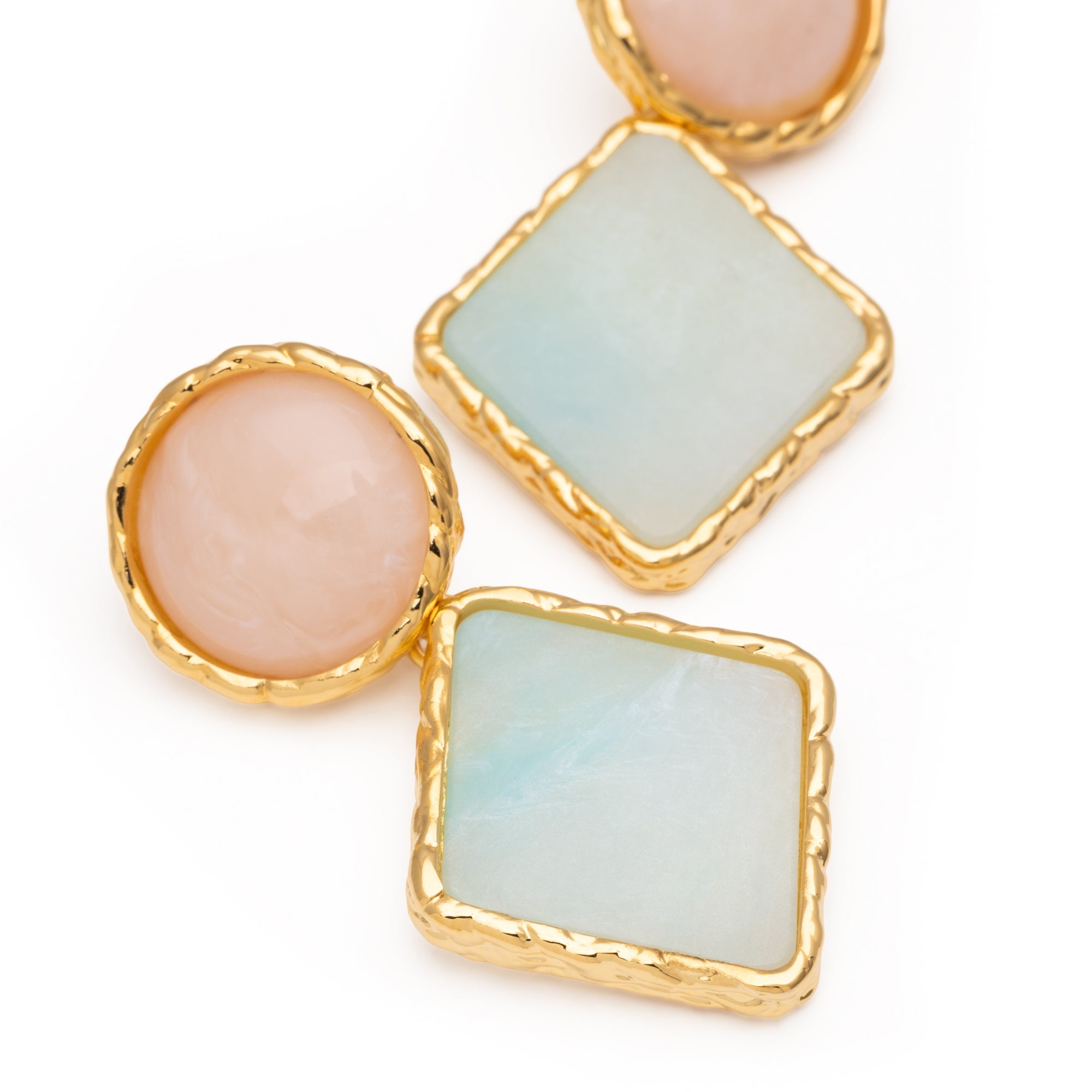 Vanessa Baroni Ohrringe Vintage Geometric, latte marble - cloud marble, vergoldet