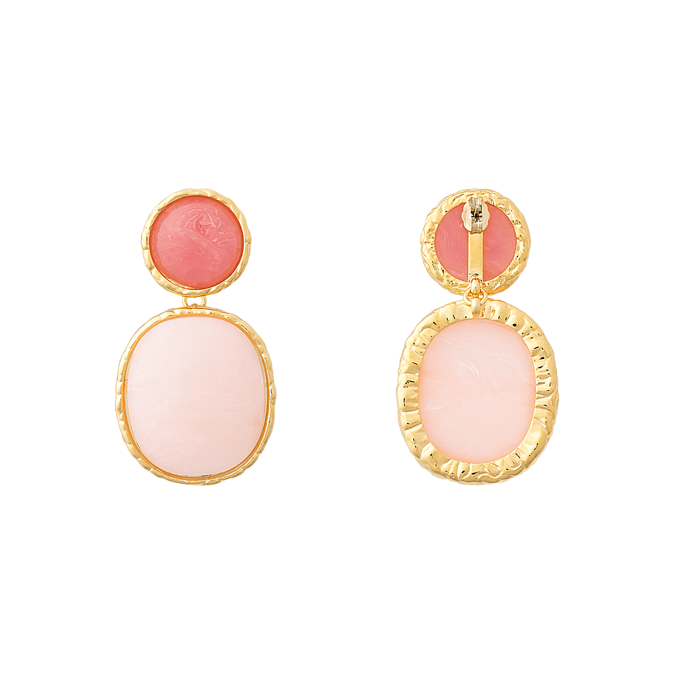 Vanessa Baroni Ohrringe Vintage Oval, watermelon - peach sorbet, vergoldet