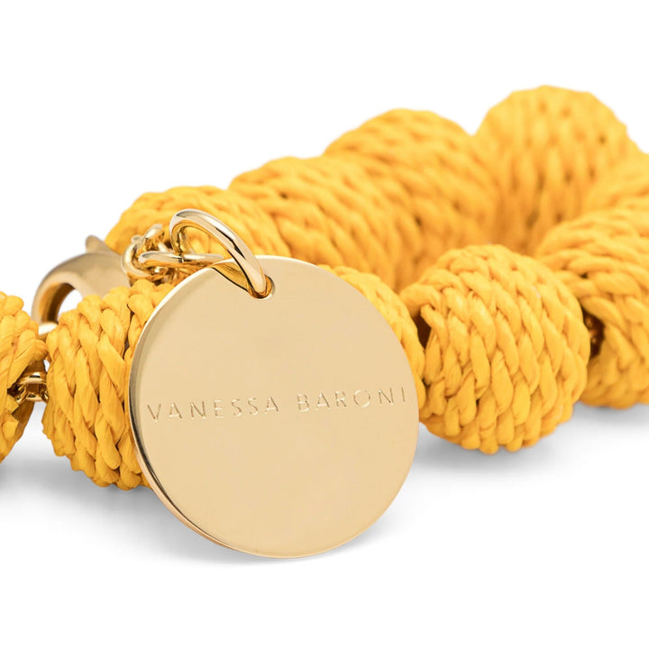 Vanessa Baroni x BONSOL Armband Raffia Small Beads, yellow, vergoldet