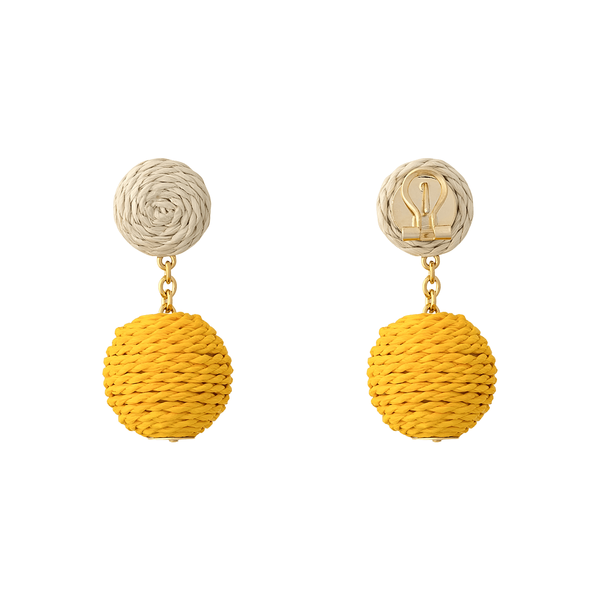 Vanessa Baroni x BONSOL Ohrringe Raffia Beads, yellow - sand, vergoldet