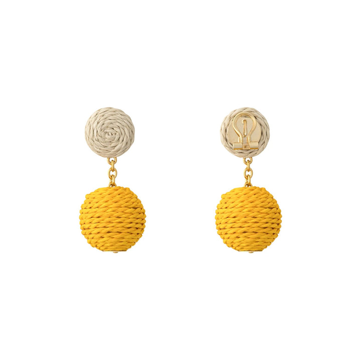 Vanessa Baroni x BONSOL Ohrringe Raffia Beads, yellow - sand, vergoldet