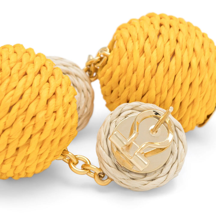 Vanessa Baroni x BONSOL Ohrringe Raffia Beads, yellow - sand, vergoldet