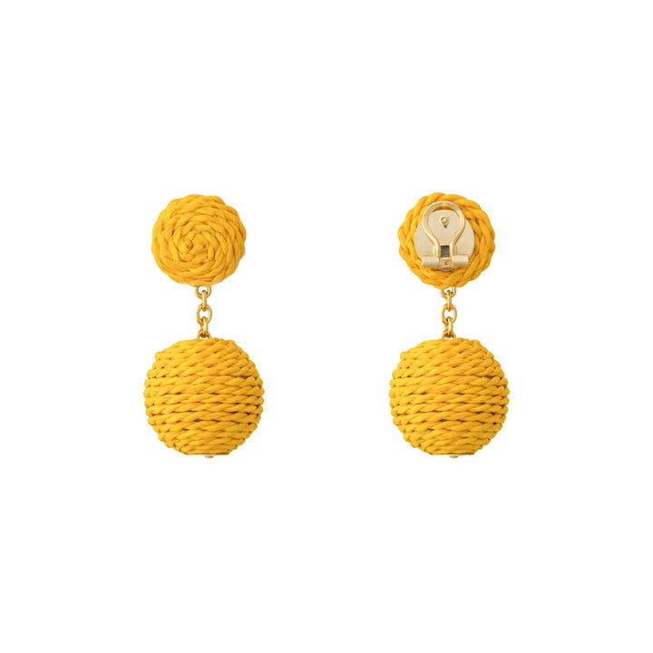 Vanessa Baroni x BONSOL Ohrringe Raffia Beads, yellow, vergoldet