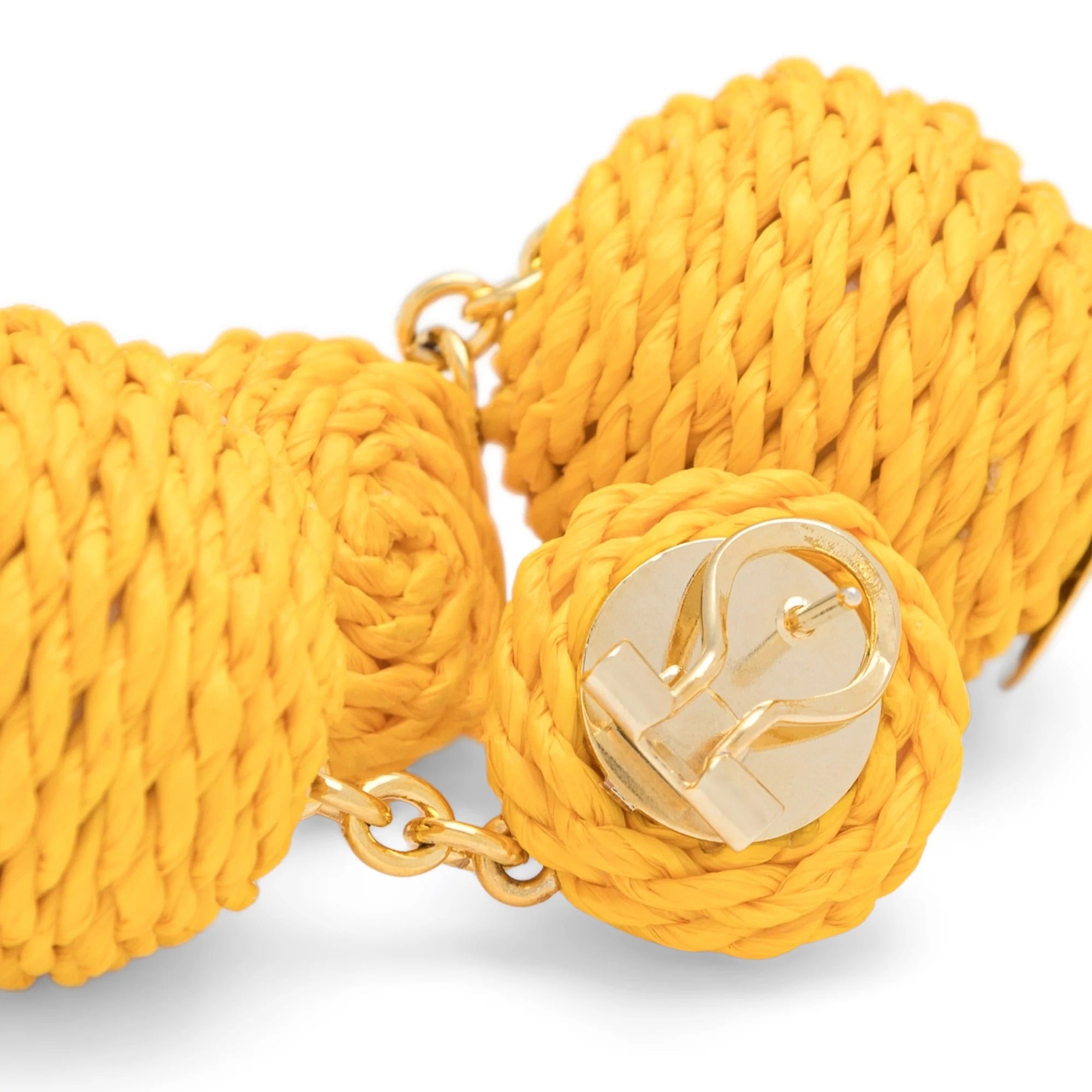 Vanessa Baroni x BONSOL Ohrringe Raffia Beads, yellow, vergoldet