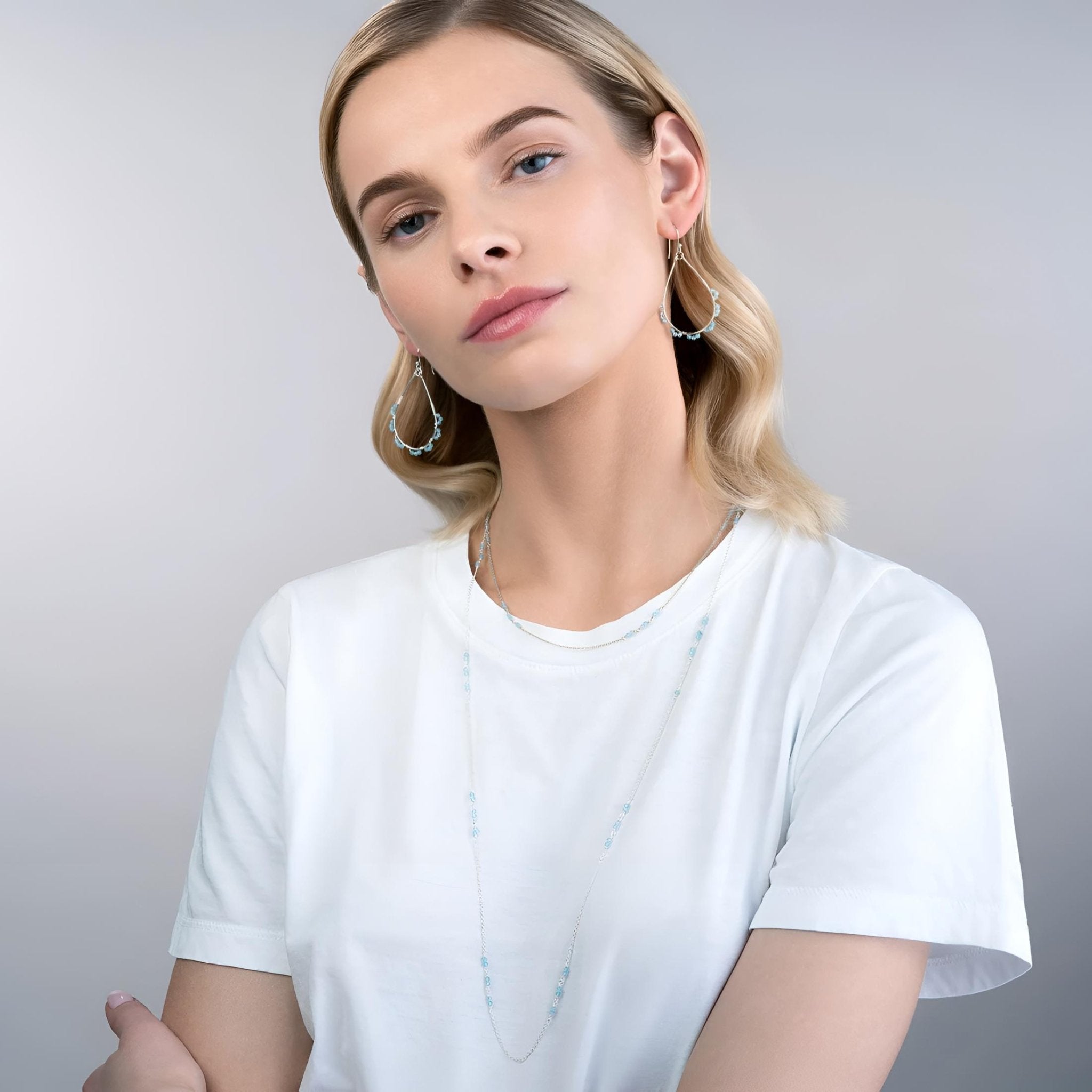 yours.Jewelry Kette Petit Jardin, long, blissful blue, Silber