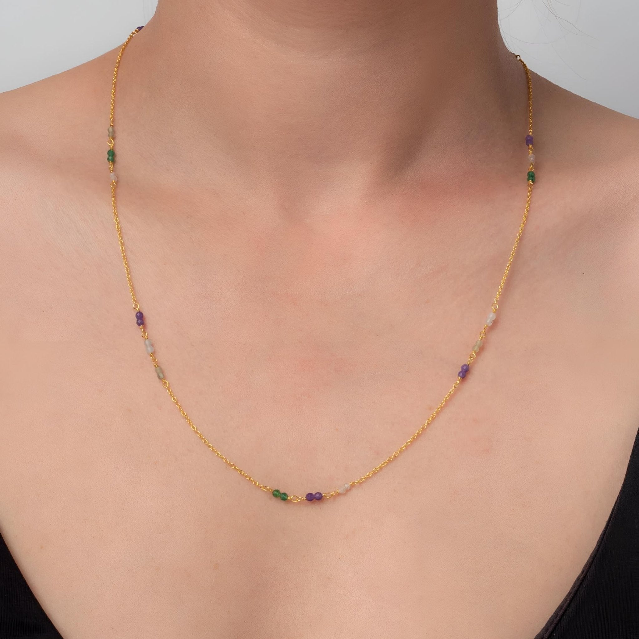 yours.Jewelry Kette Petit Jardin, short, blissful blue, Silber