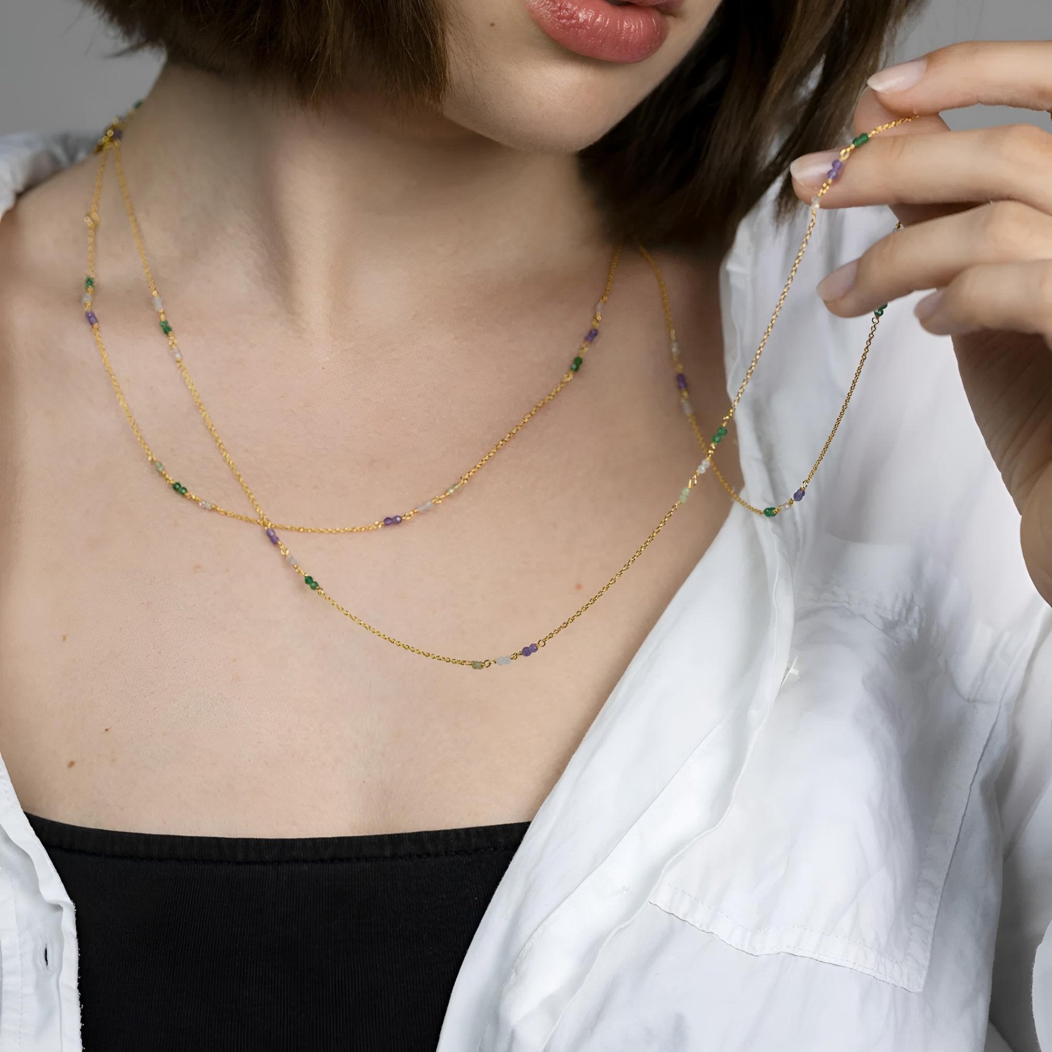 yours.Jewelry Kette Petit Jardin, short, multi, vergoldet