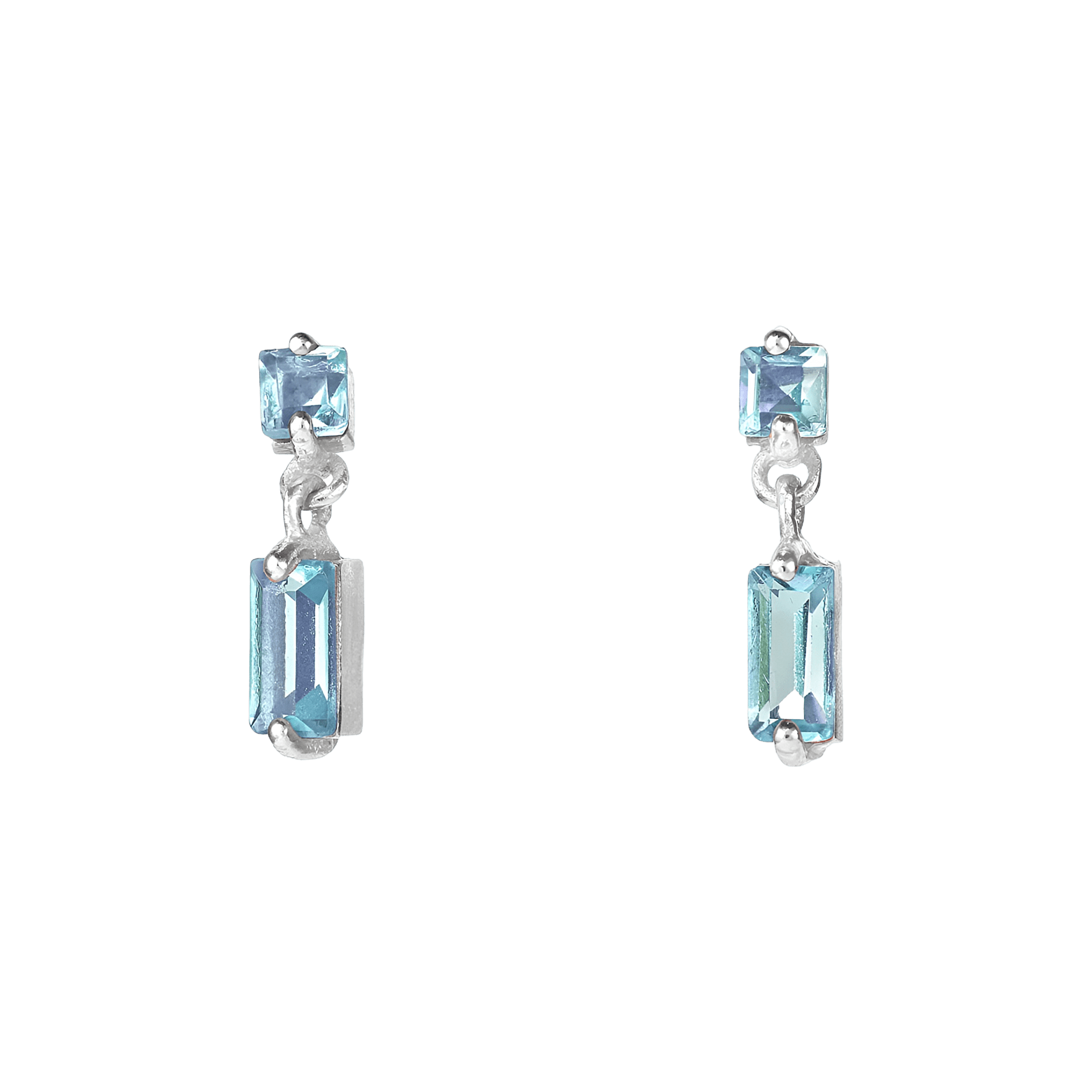 yours.Jewelry Ohrstecker Square dance, blissful blue, Silber