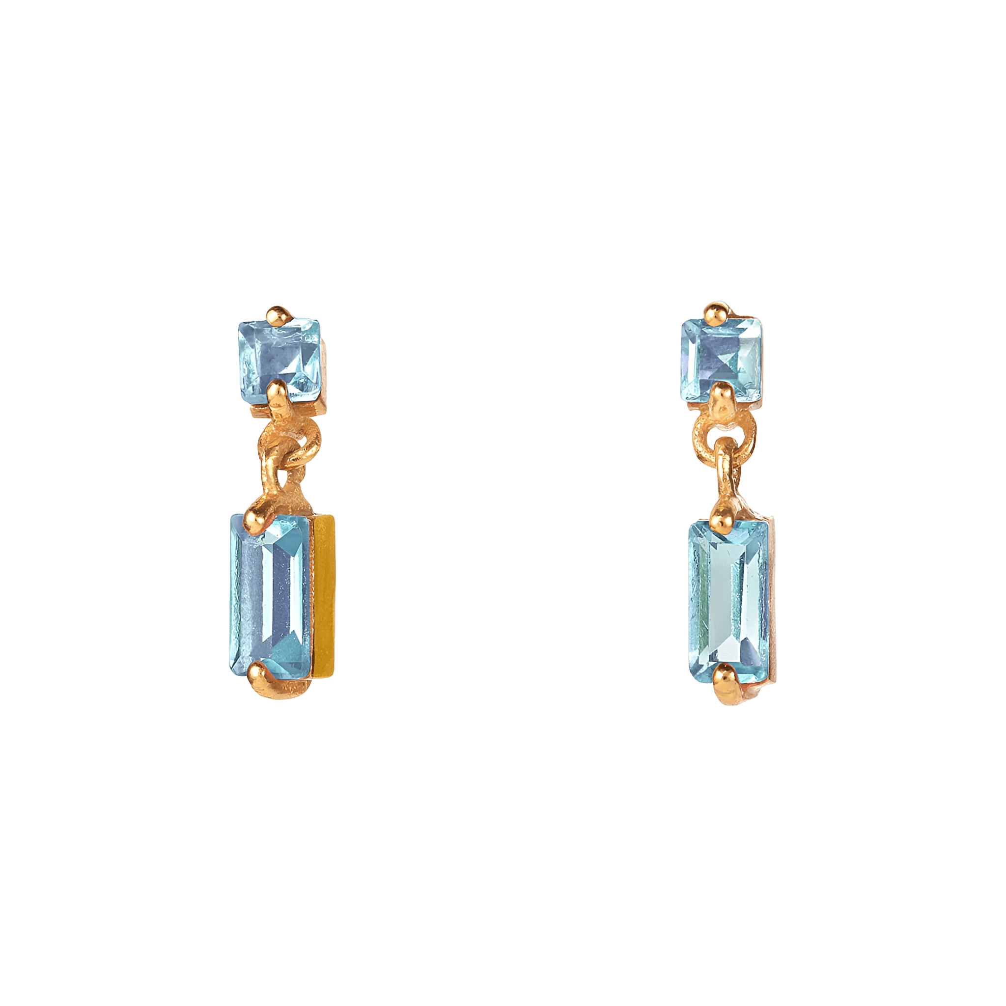 yours.Jewelry Ohrstecker Square dance, blissful blue, vergoldet