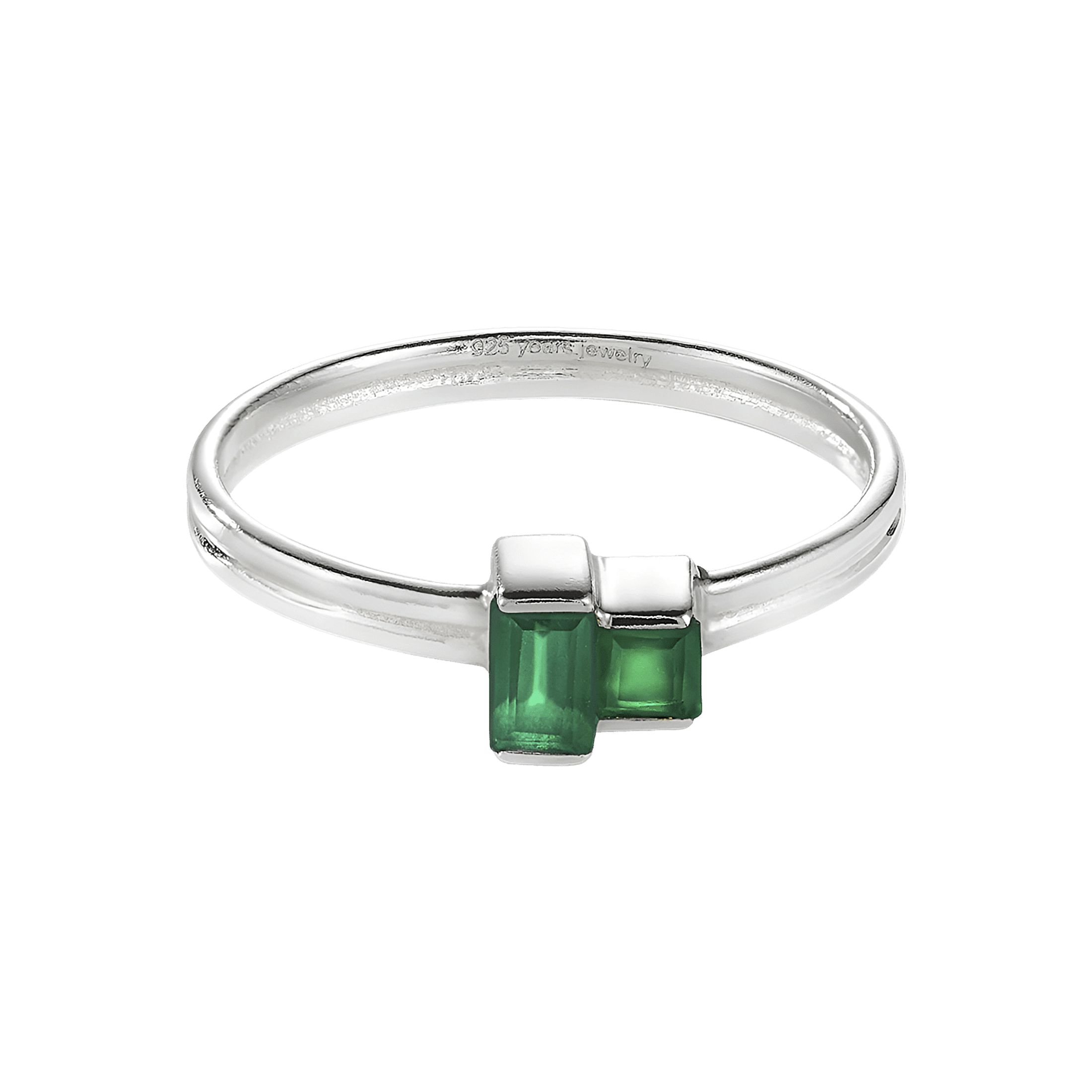 yours.Jewelry Ring Cheek to cheek, chartreuse, Silber