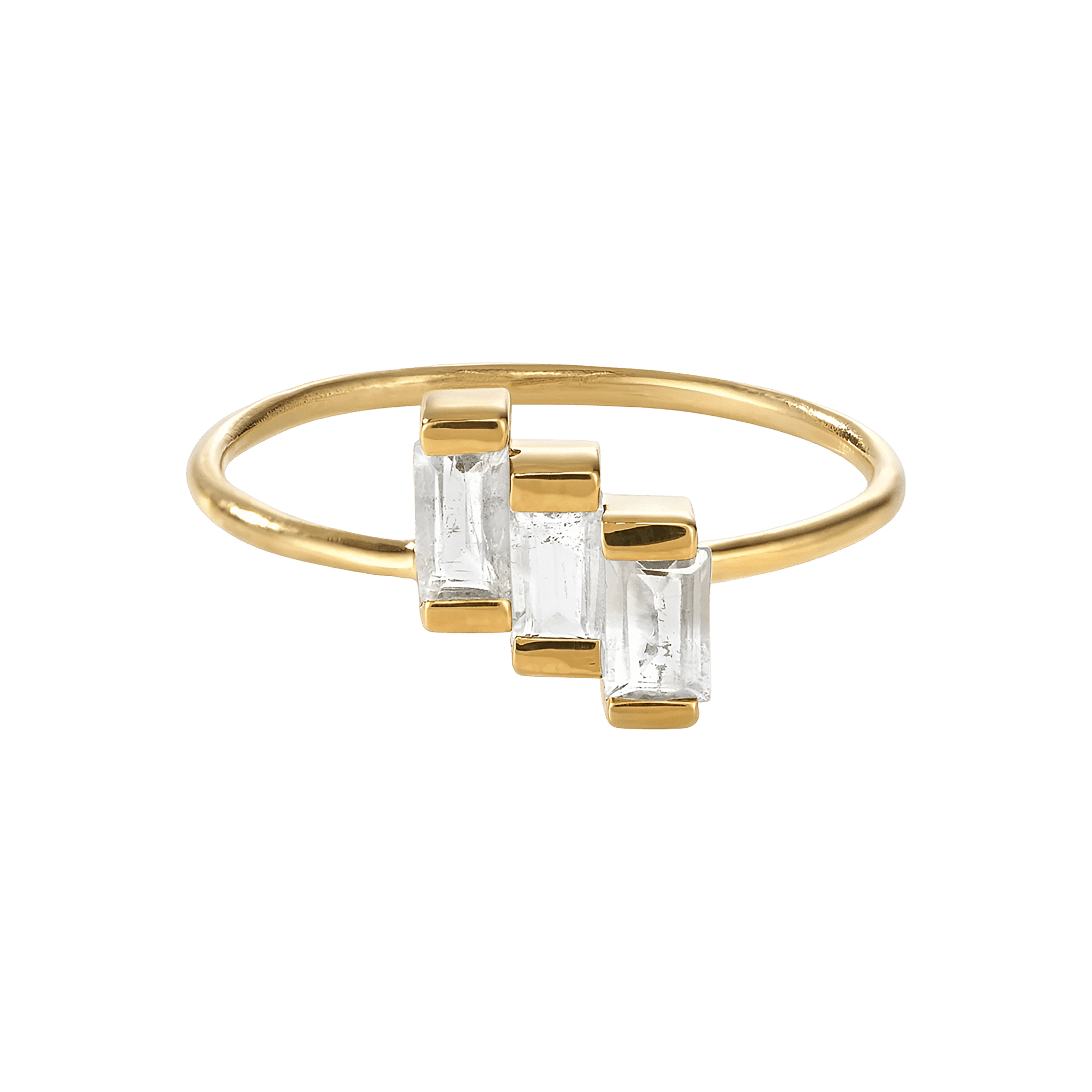 yours.Jewelry Ring Stairway to the Stars, clear as day, vergoldet