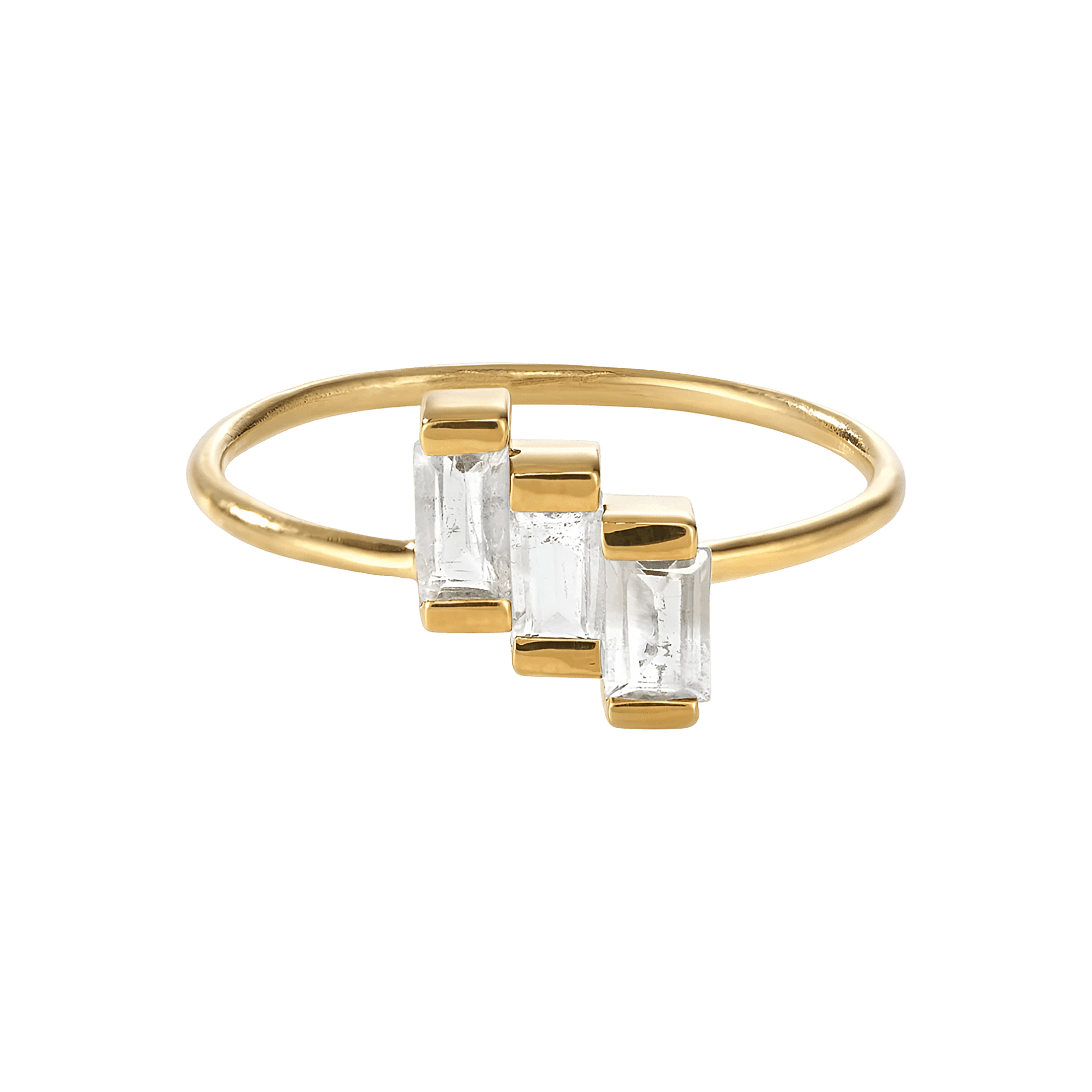 yours.Jewelry Ring Stairway to the Stars, clear as day, vergoldet