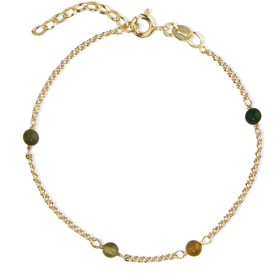 Jeberg Jewellery Armband Love Eye - Green Mix, vergoldet