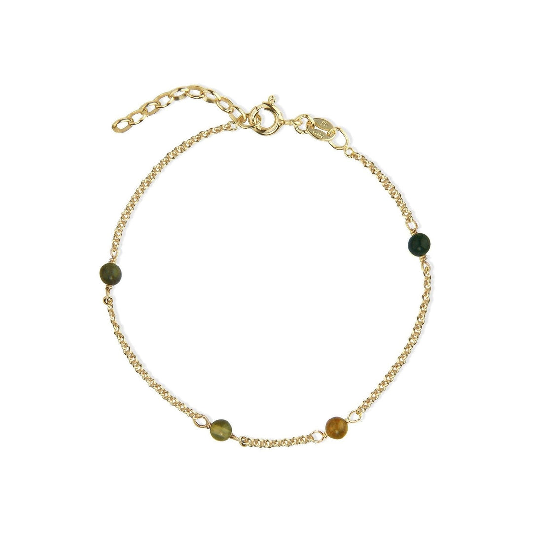 Jeberg Jewellery Armband Love Eye - Green Mix, vergoldet