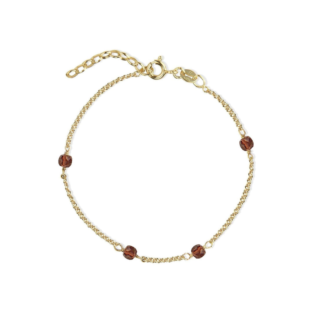 Jeberg Jewellery Armband Love Eye - Red Garnet, vergoldet