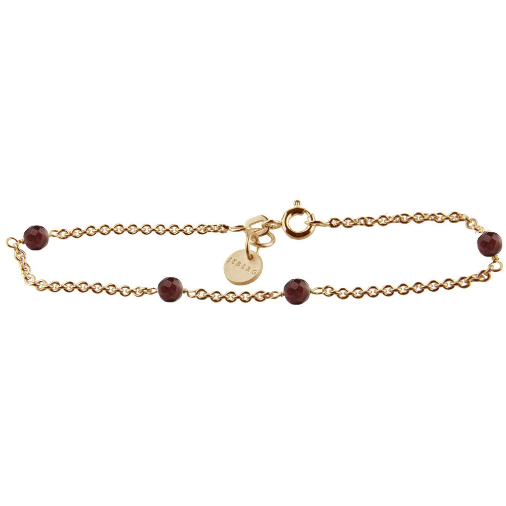 Jeberg Jewellery Armband Love Eye - Red Garnet, vergoldet