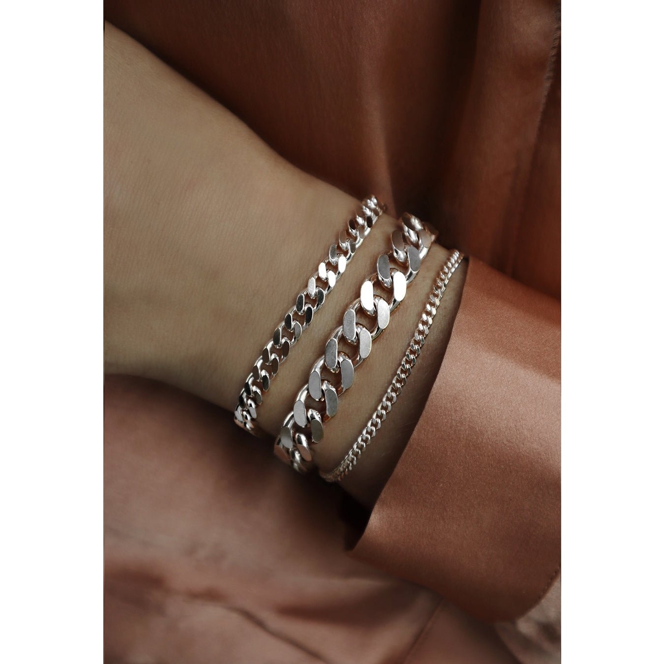 Jeberg Jewellery Armband Saga 3 mm Panzer, Silber