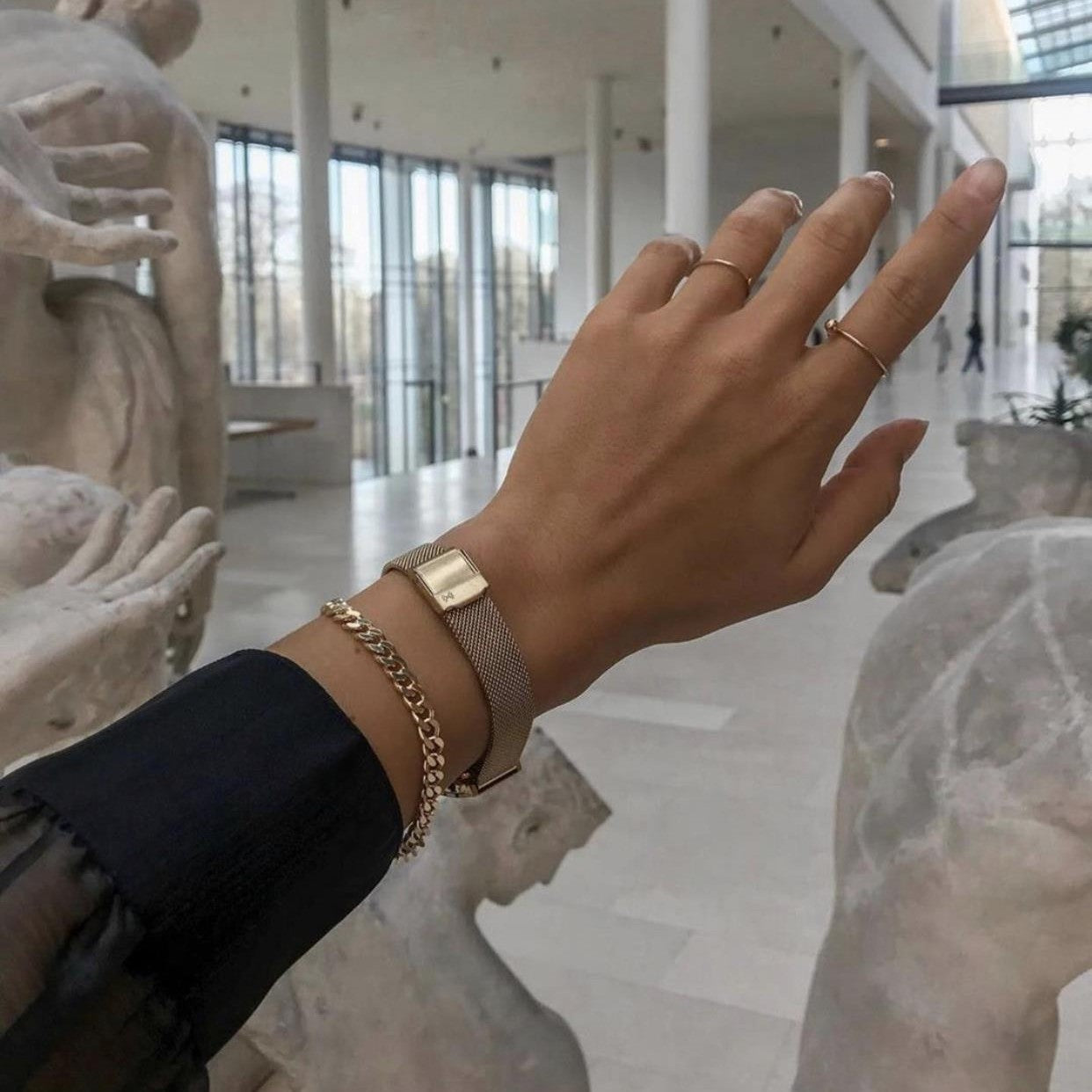 Jeberg Jewellery Armband Saga 5 mm Panzer, vergoldet